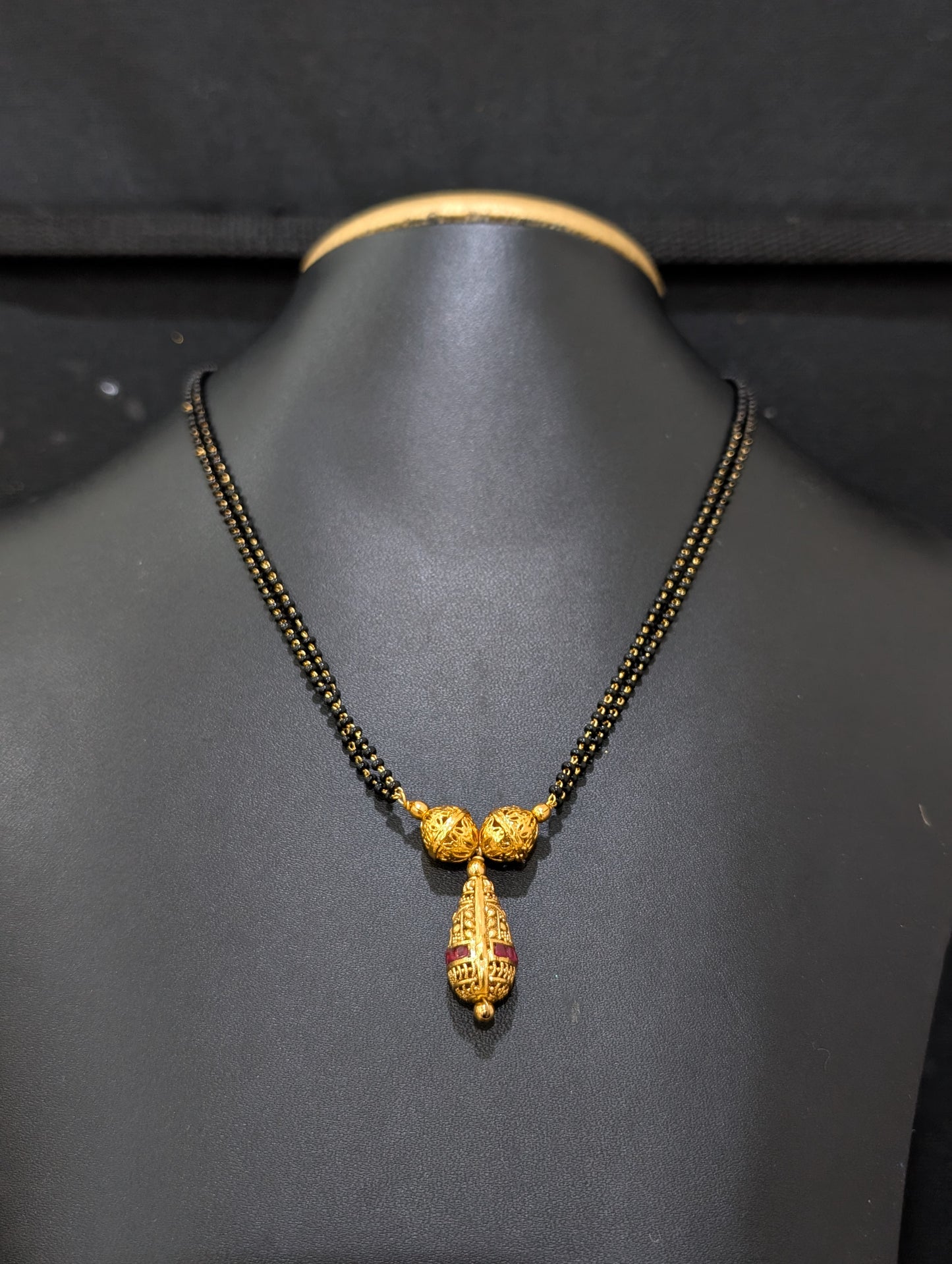 Mangalsutra - Pink CZ dangle Pendant Necklace - Dual strand