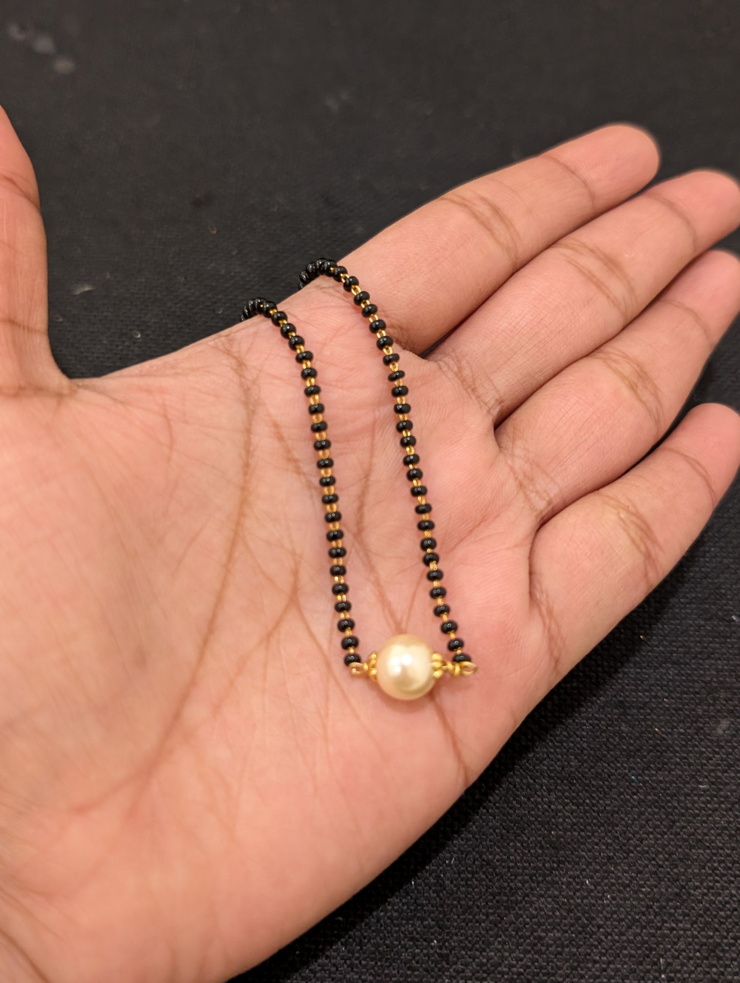 Mangalsutra - Pearl bead Pendant Necklace - Single strand