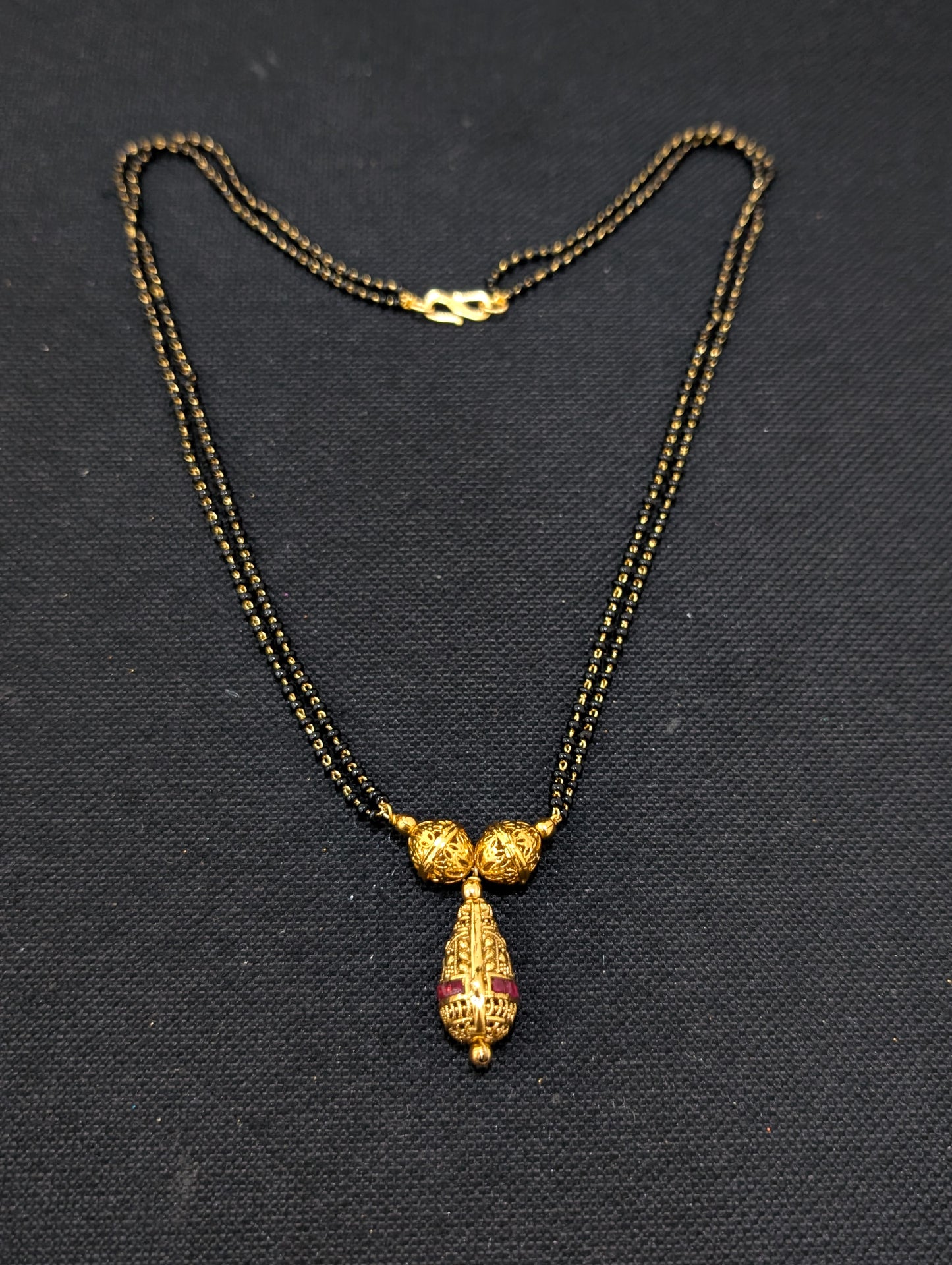Mangalsutra - Pink CZ dangle Pendant Necklace - Dual strand