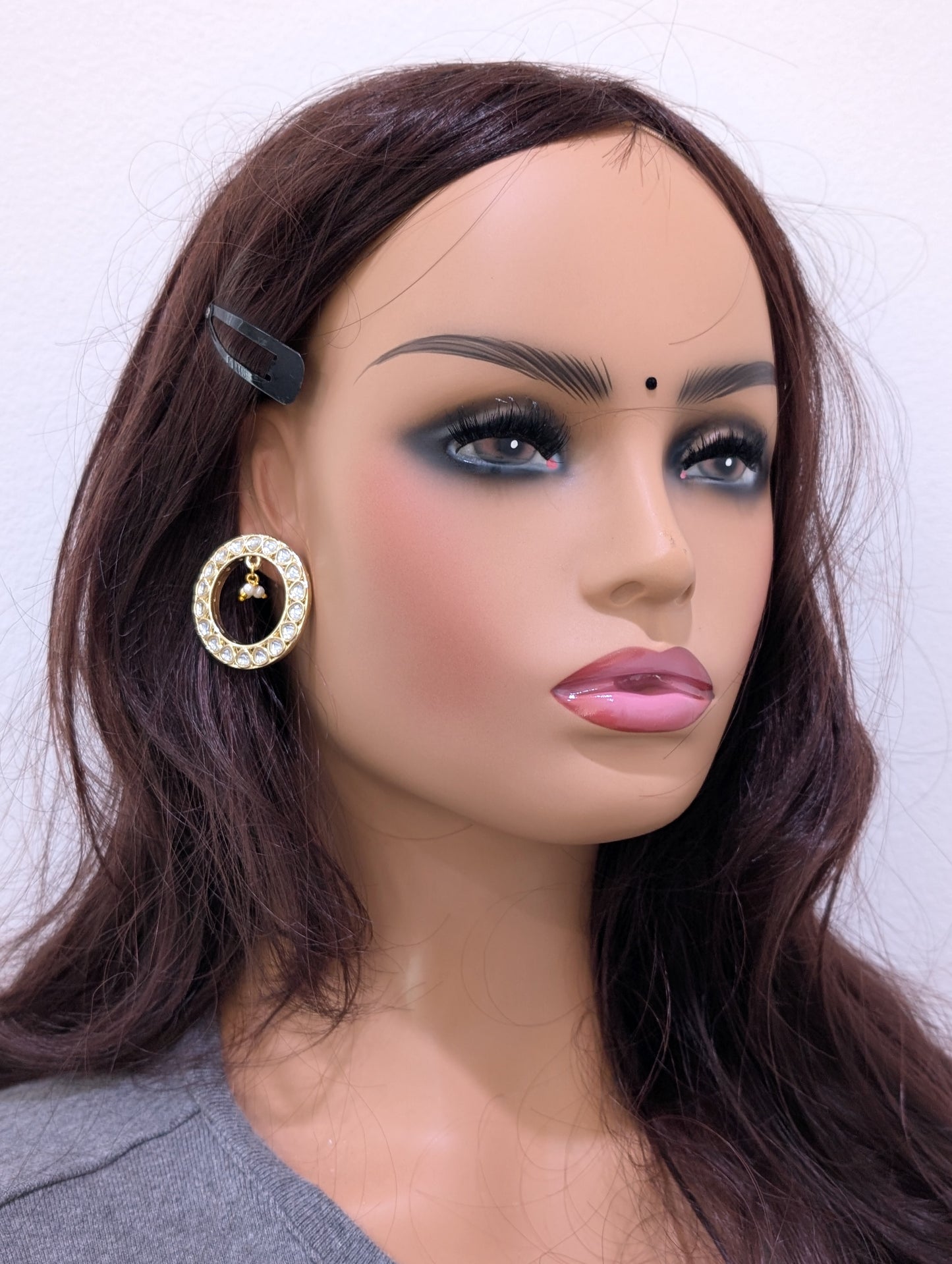 Glass kundan Large Stud Earrings