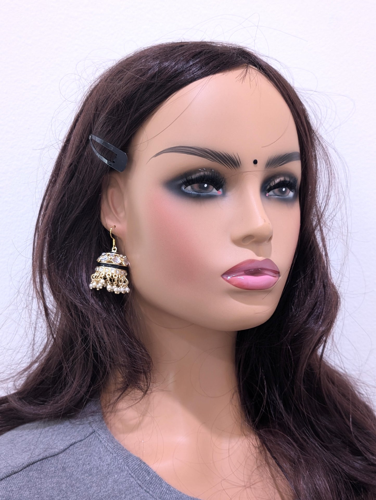 Colorful enamel Medium hook drop Jhumka Earrings