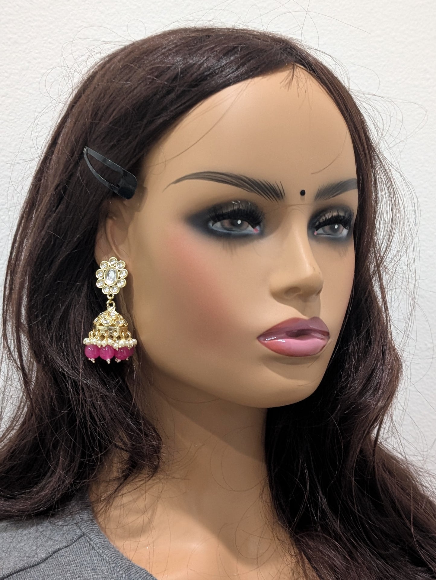 Glass kundan stone Colorful Jhumka Earrings