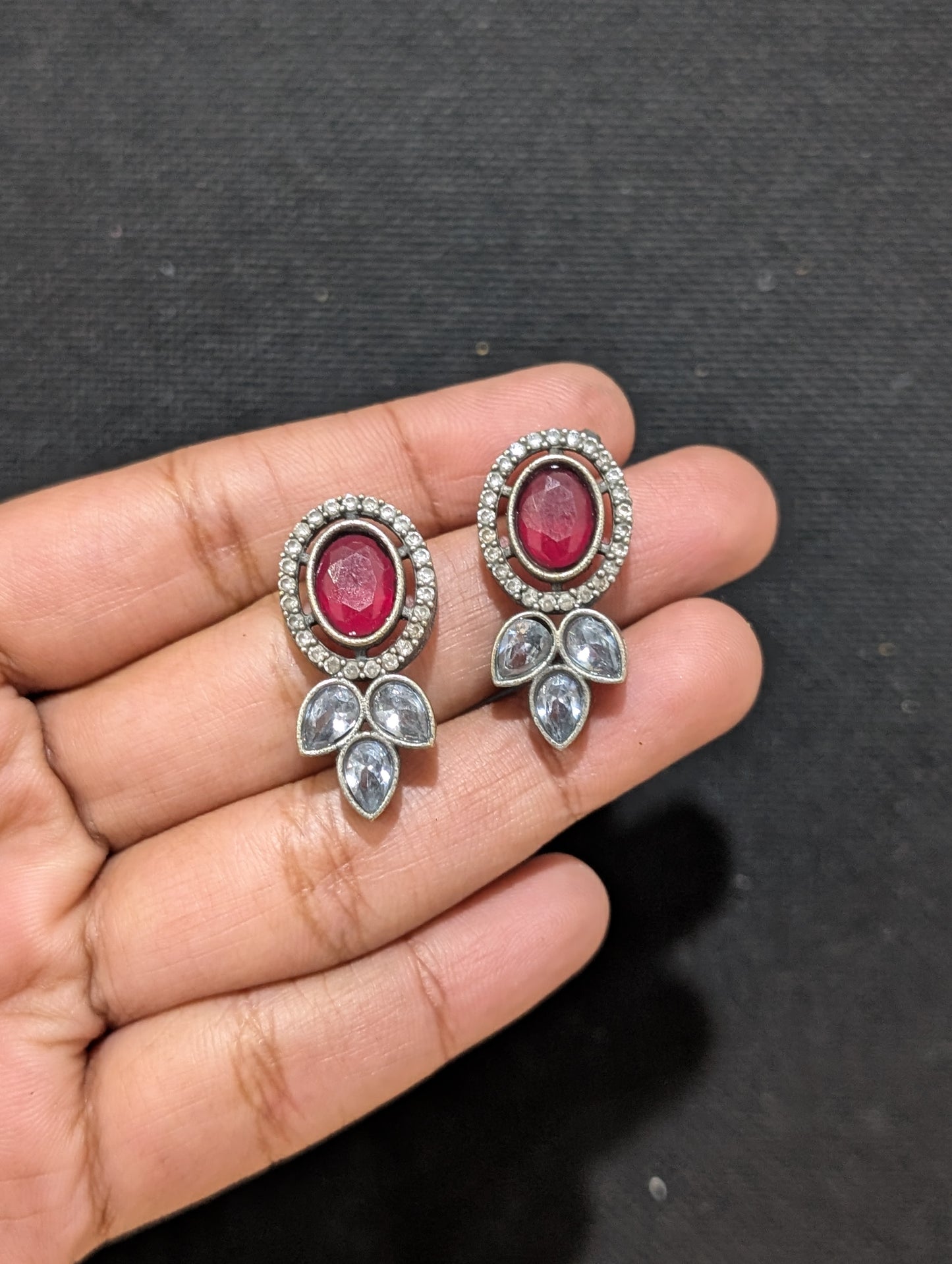 Oxidized silver CZ Choker Necklace Set