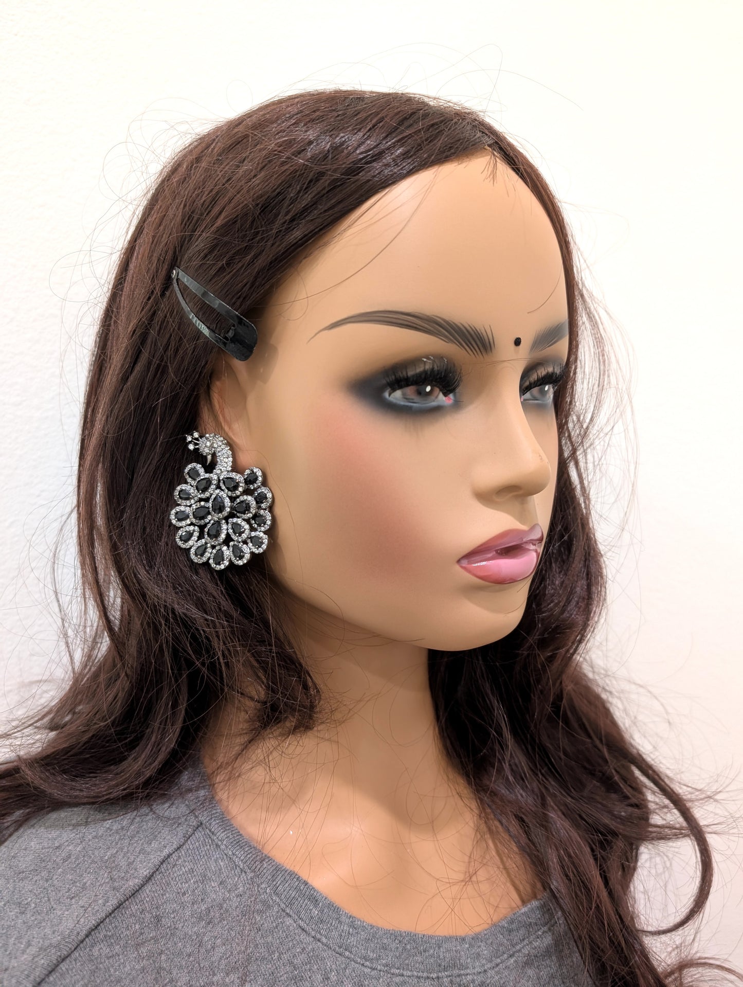 XL Size Peacock Stud CZ earrings