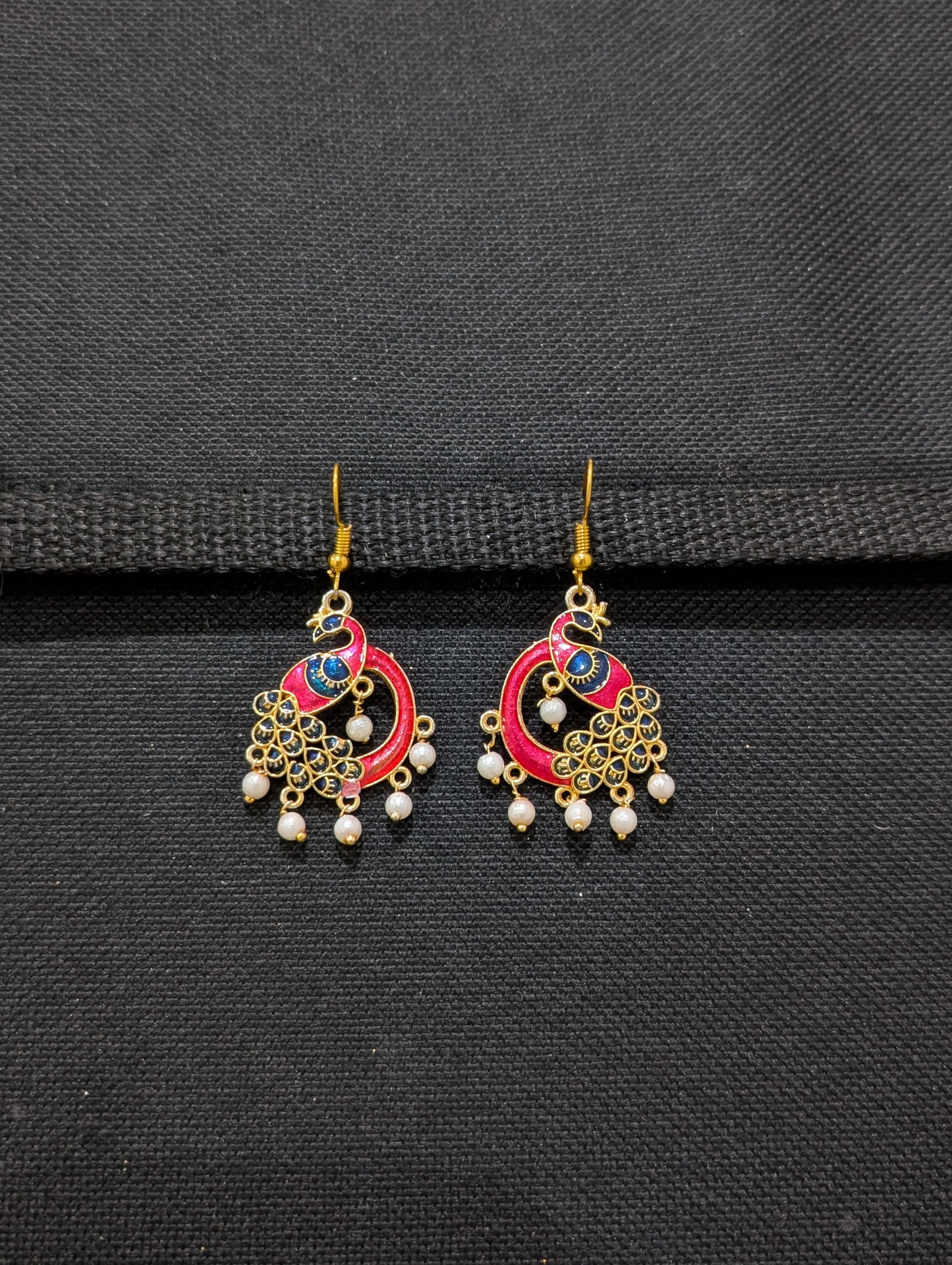 Peacock meenakari hook drop Earrings - More colors