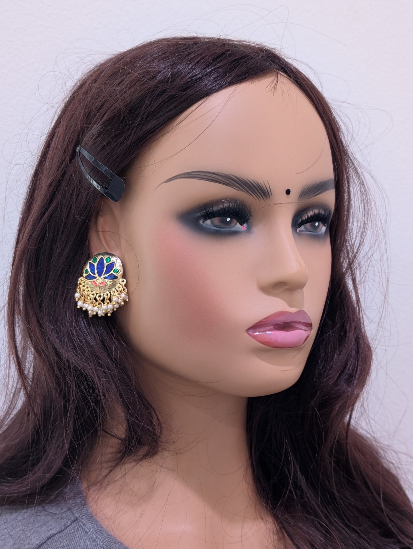 Lotus design Meenakari work Stud Earrings