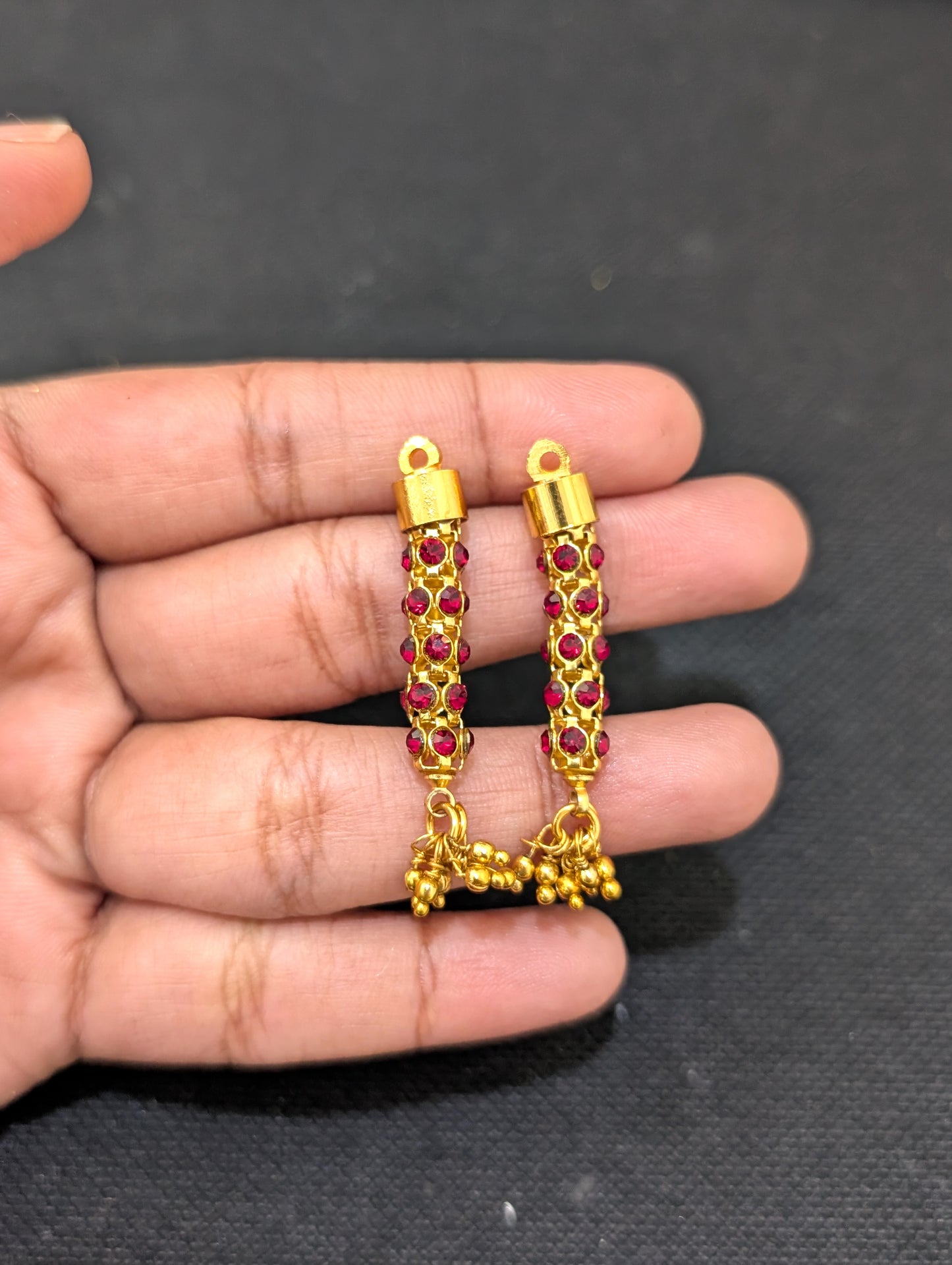 Shiny Red rhinestone Pipe Chain Necklace and Earrings set