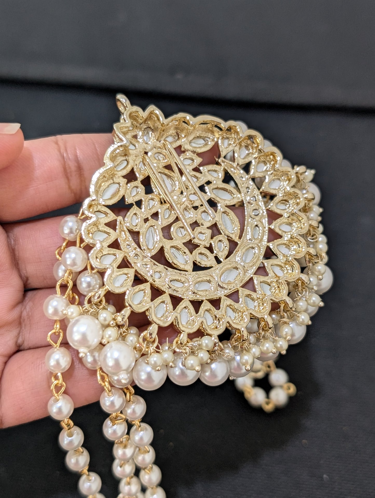Kundan Bridal Clip on Hair brooch - D1