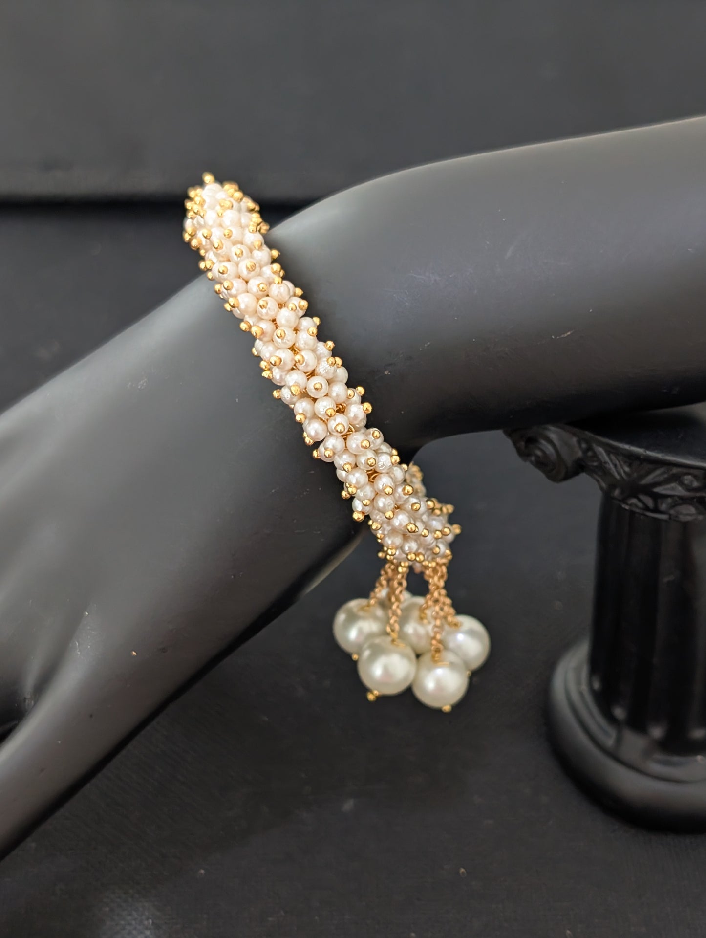 Pearl Cluster bead wrap around Bracelet - Single wrap