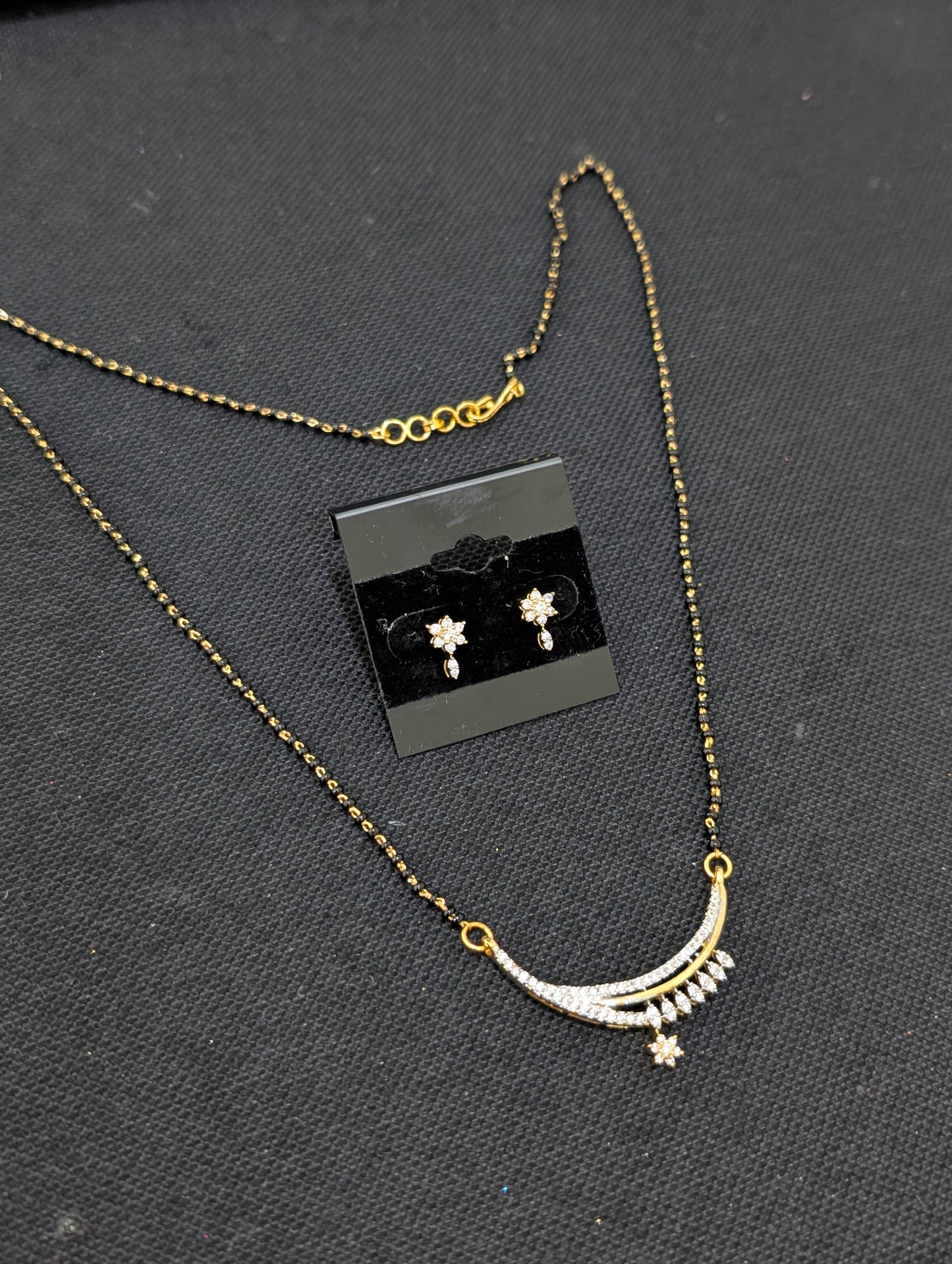 Mangalsutra set - Single strand - One gram gold - Design 1