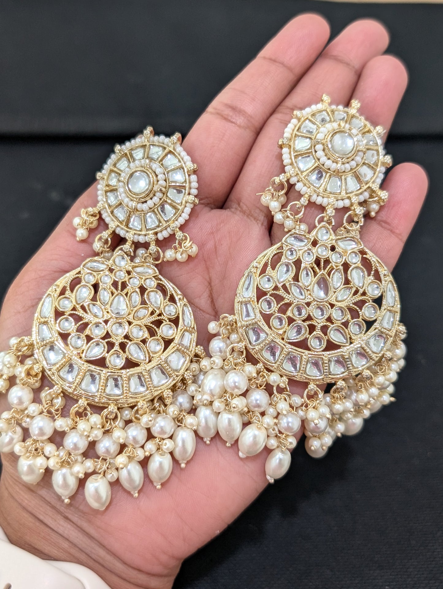Glass Kundan Long Chain Necklace Combo set