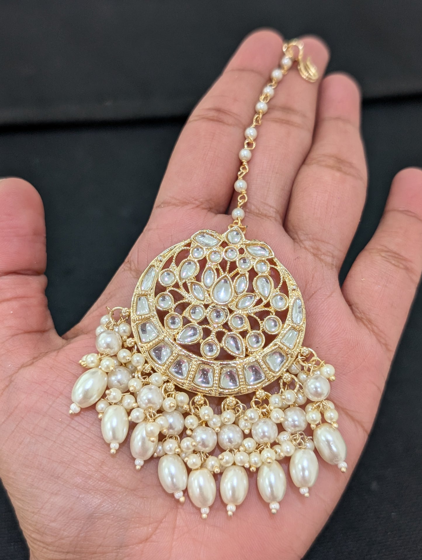 Glass Kundan Long Chain Necklace Combo set