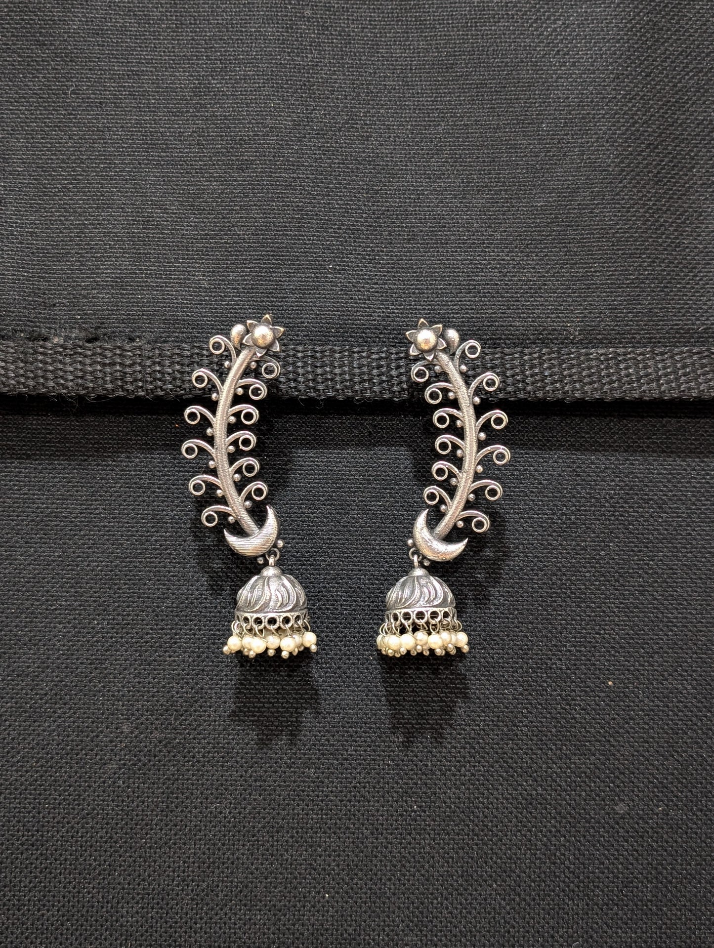 Oxidized silver Unique Jhumka earrings