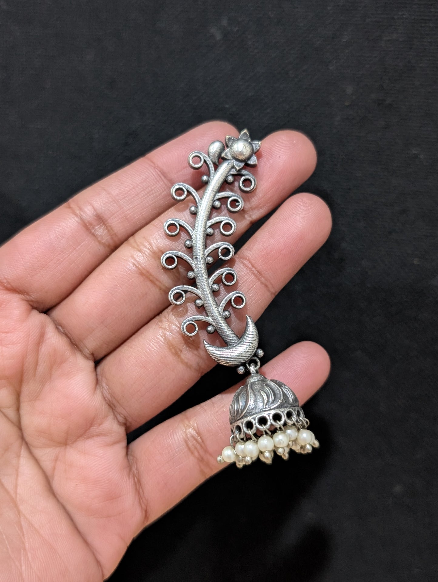Oxidized silver Unique Jhumka earrings