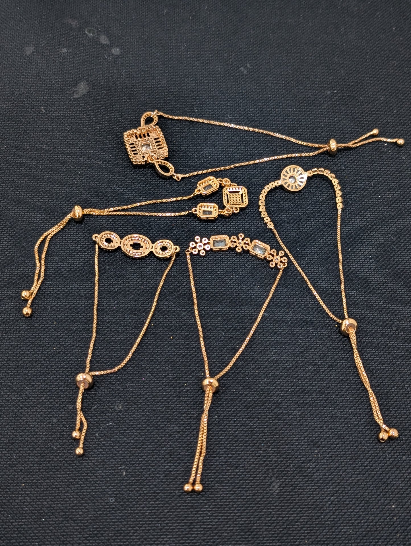 CZ stone Dark Gold plated adjustable Bracelet - D2