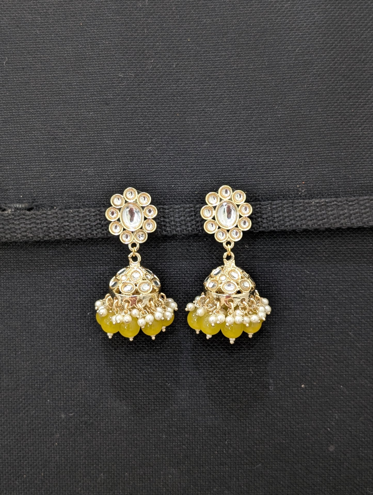 Glass kundan stone Colorful Jhumka Earrings