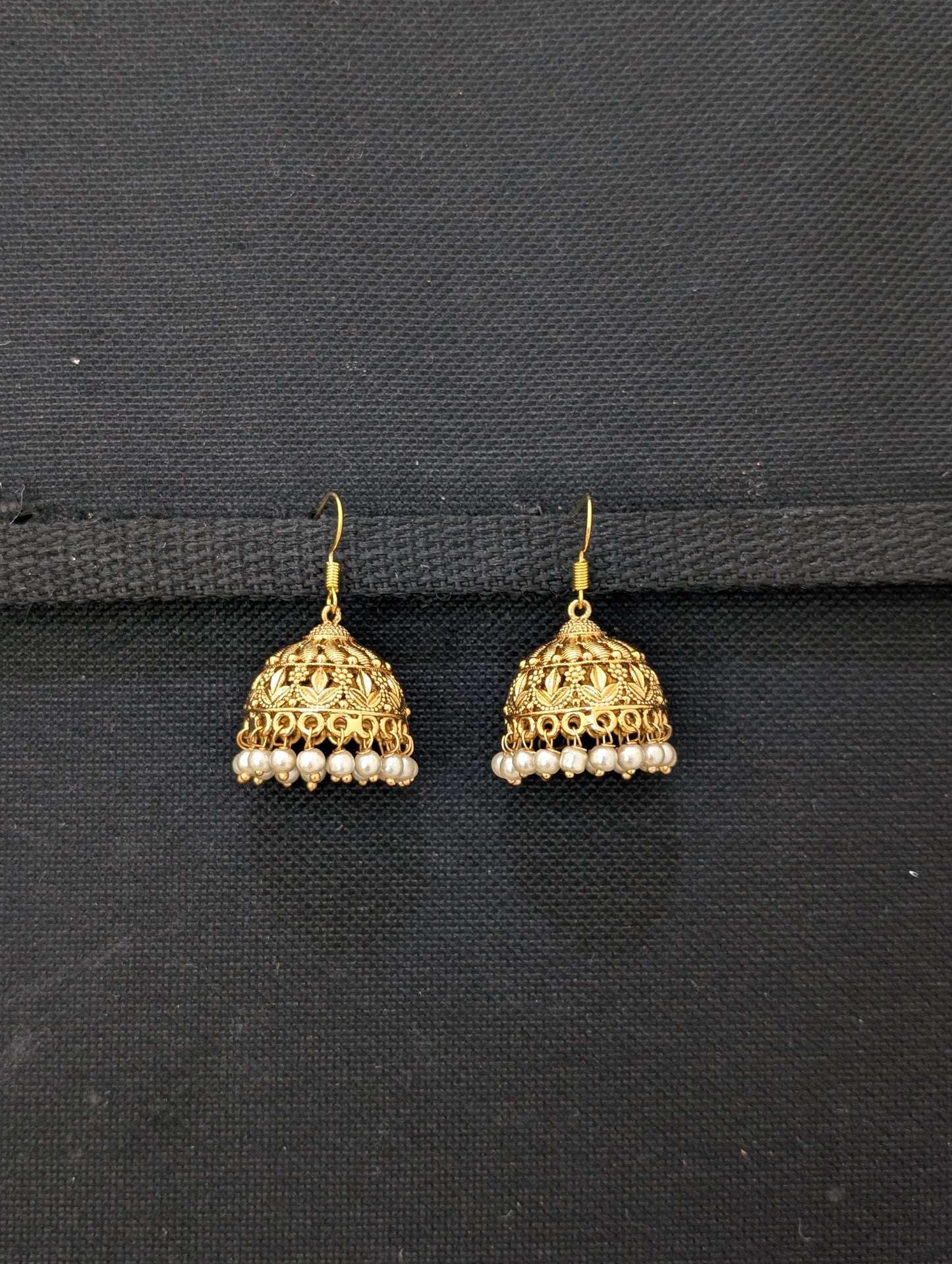 Gold plated hook drop Jhumka Earrings