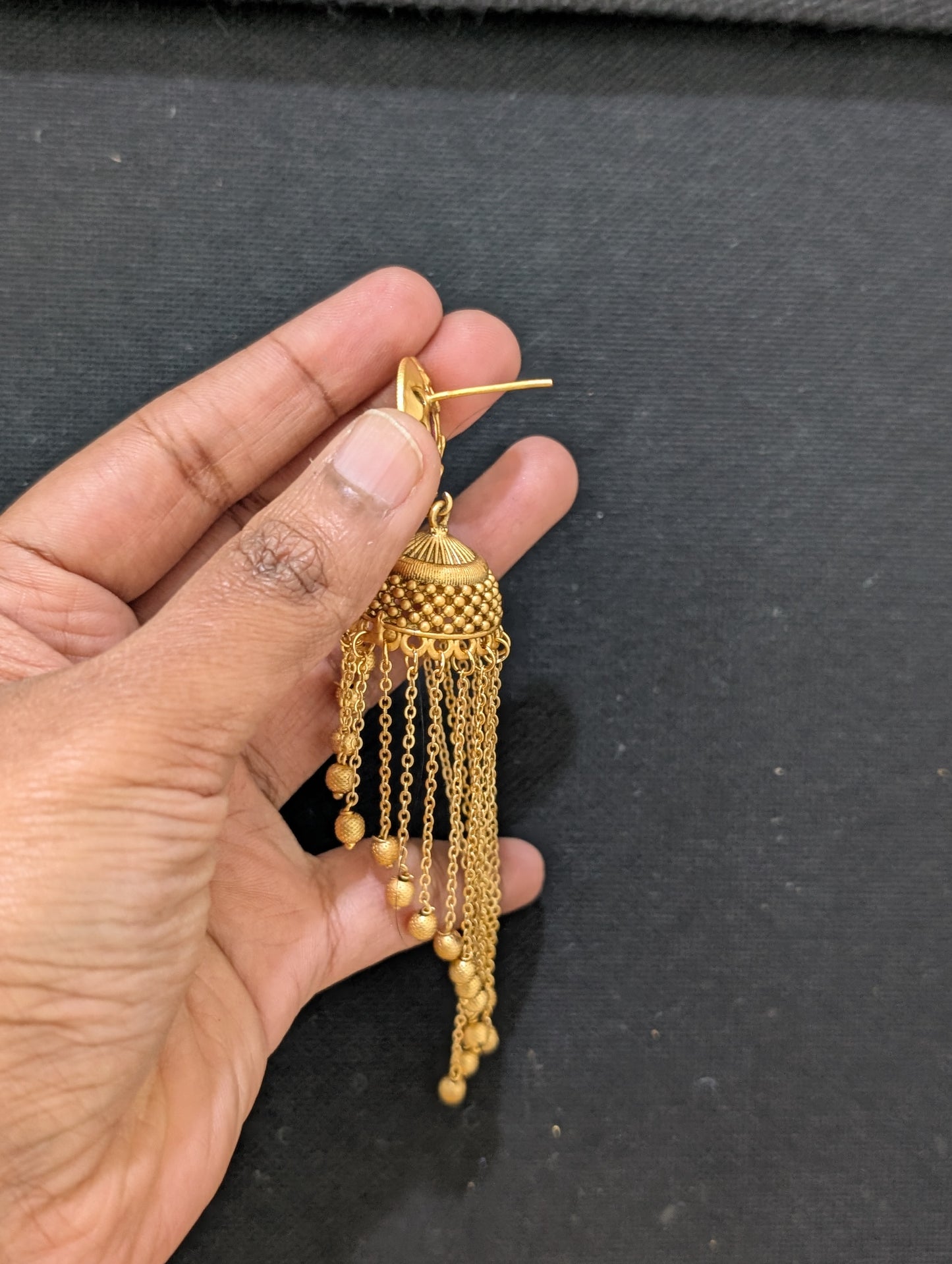 Long Kemp Jhumka Earrings