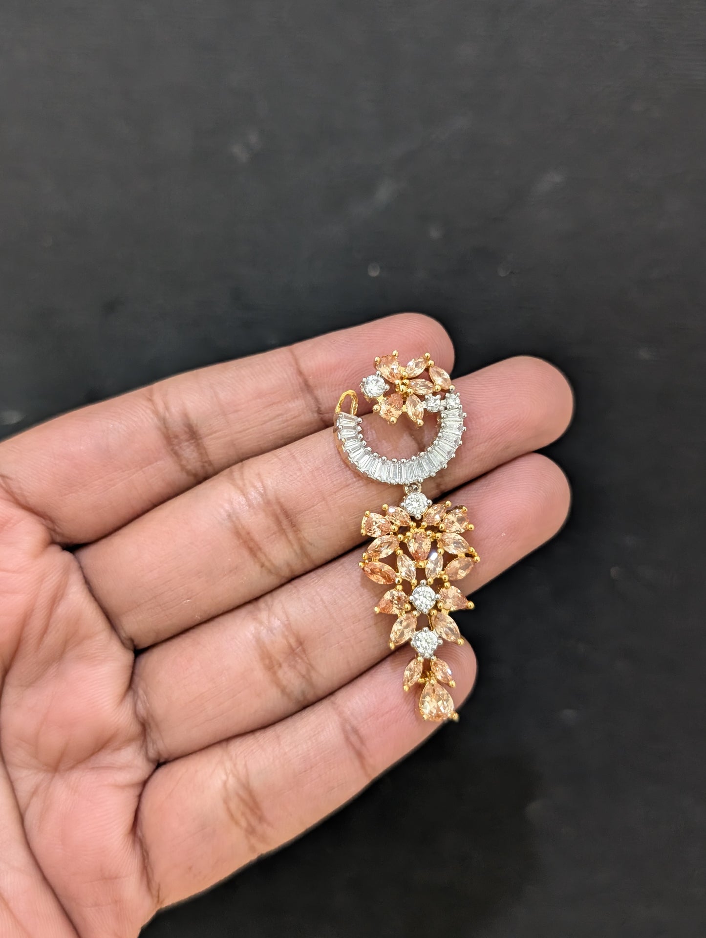 Arc stud Grape Dangle CZ Earrings