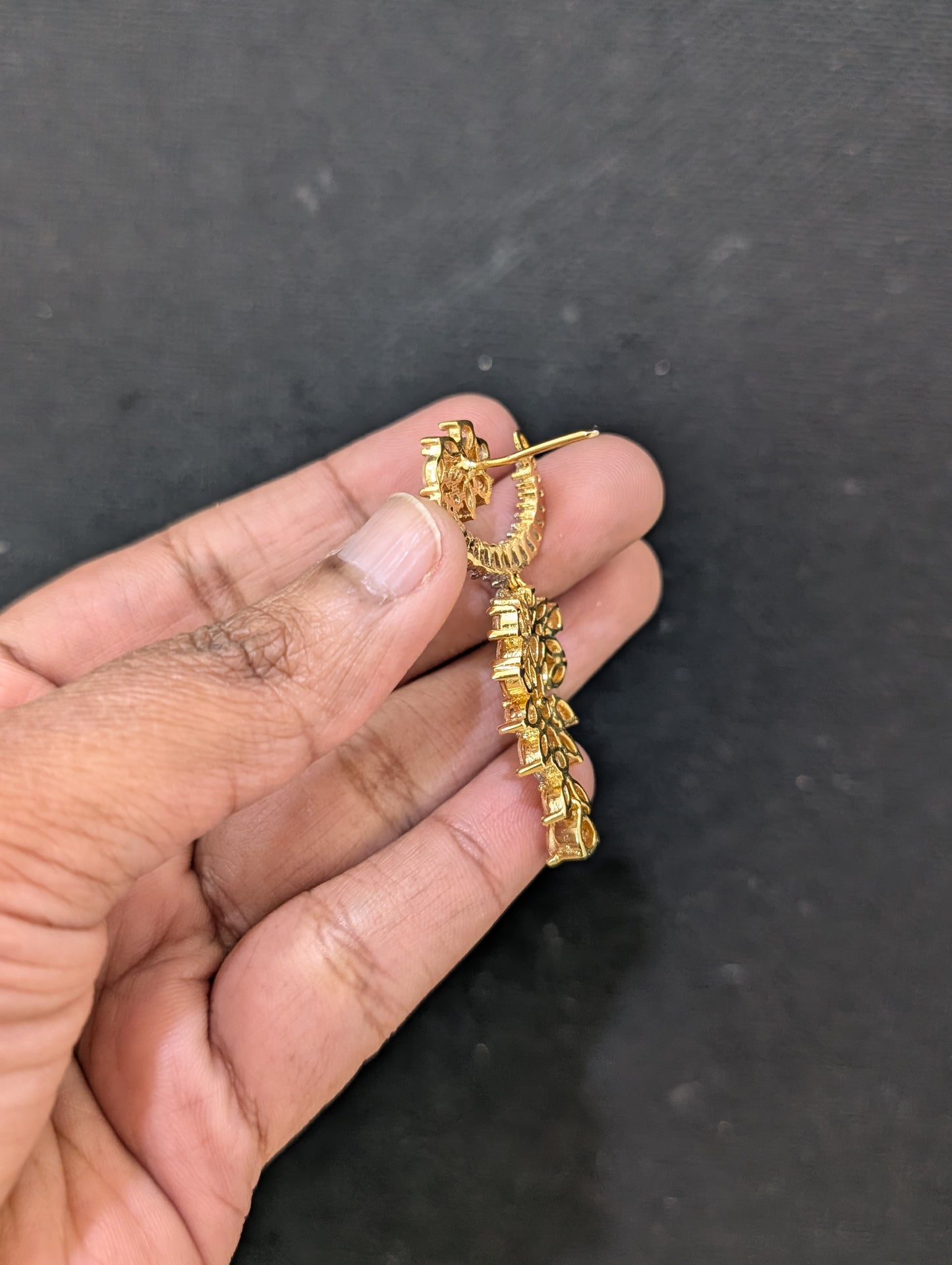 Arc stud Grape Dangle CZ Earrings