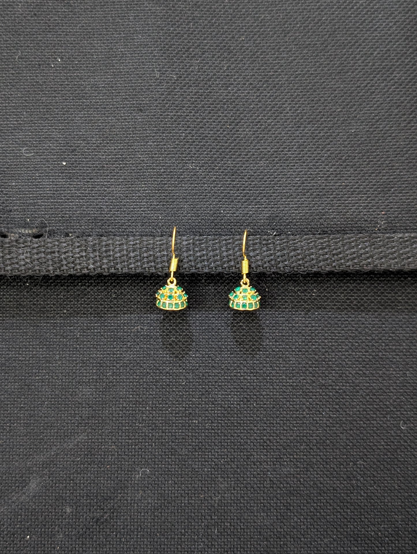 Ruby Green Mini hook drop CZ Earrings