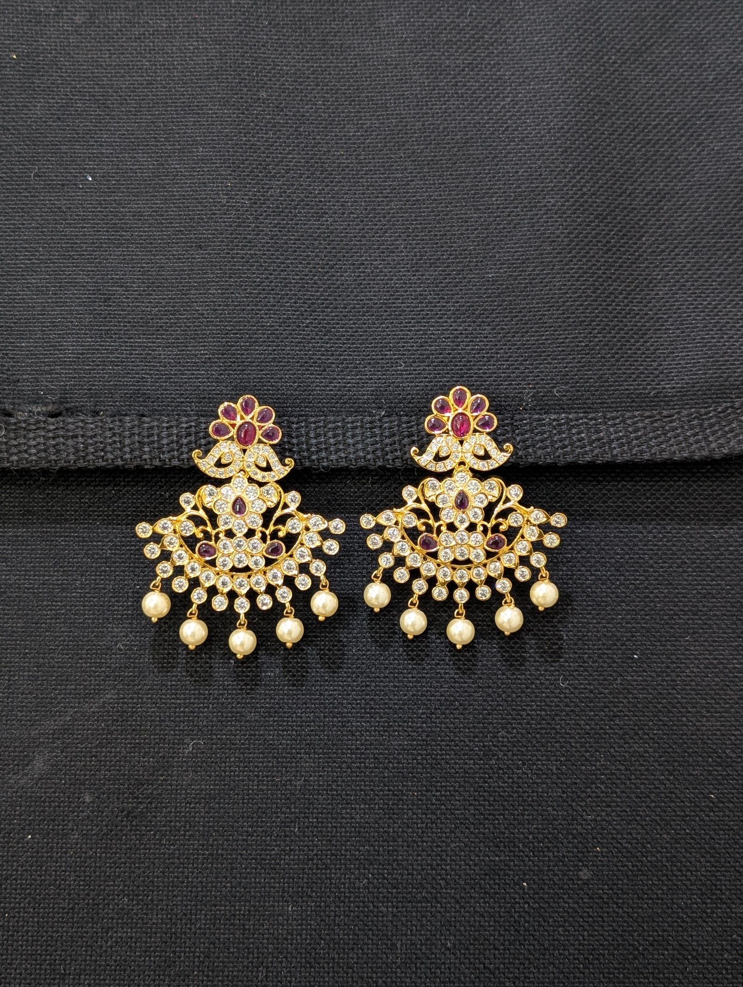 Ruby Kemp White CZ stone Traditional Chandbali Earrings