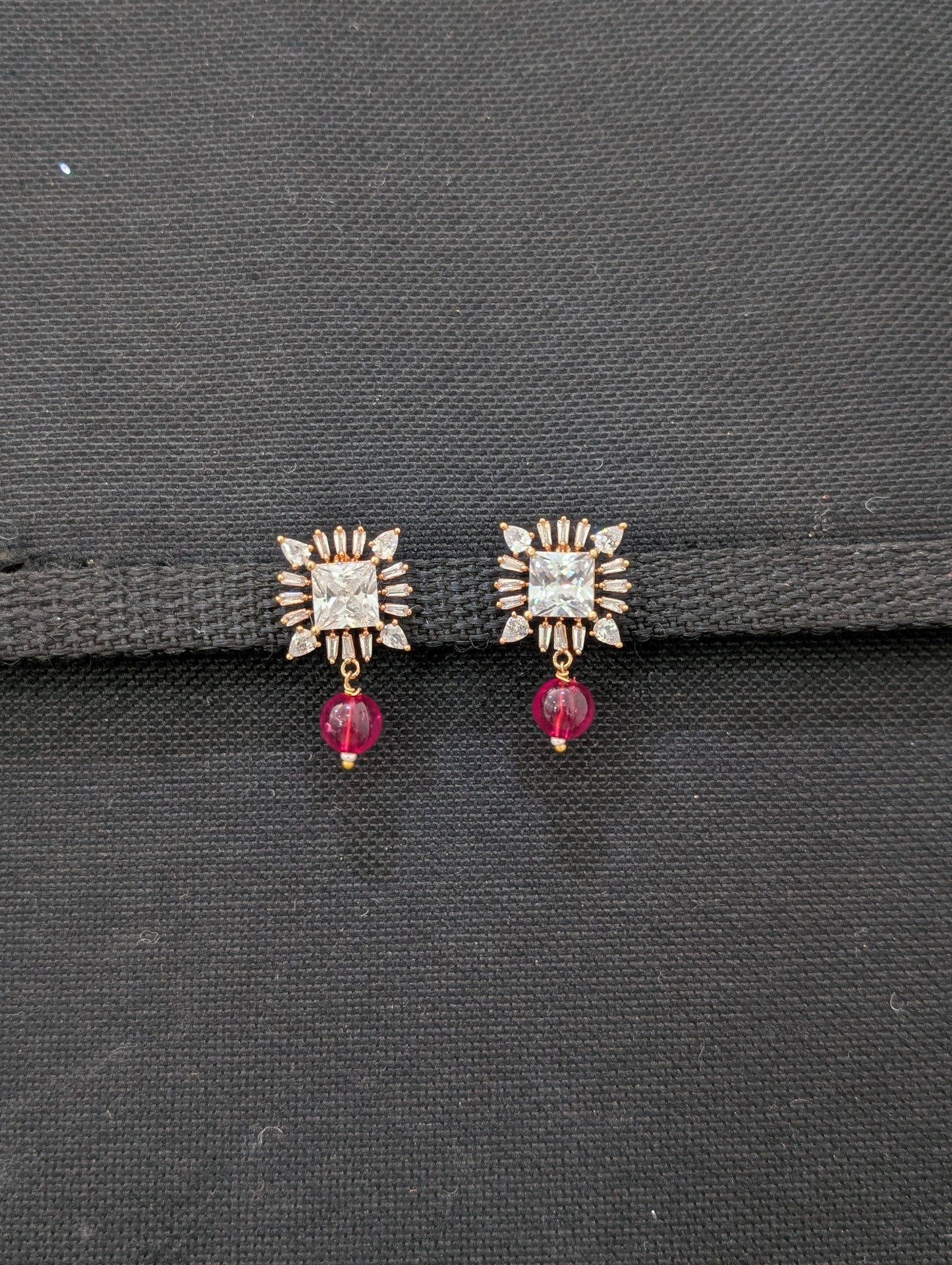CZ Square Stud earrings
