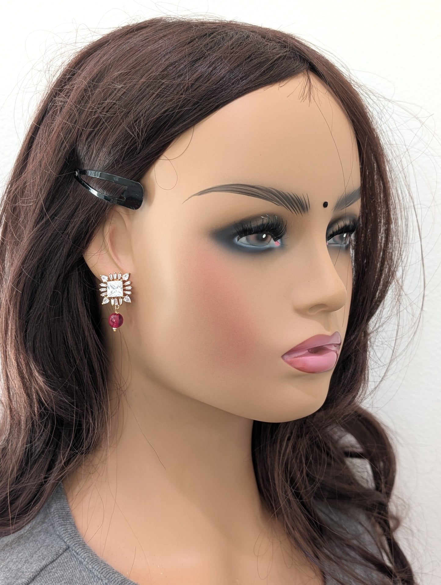 CZ Square Stud earrings