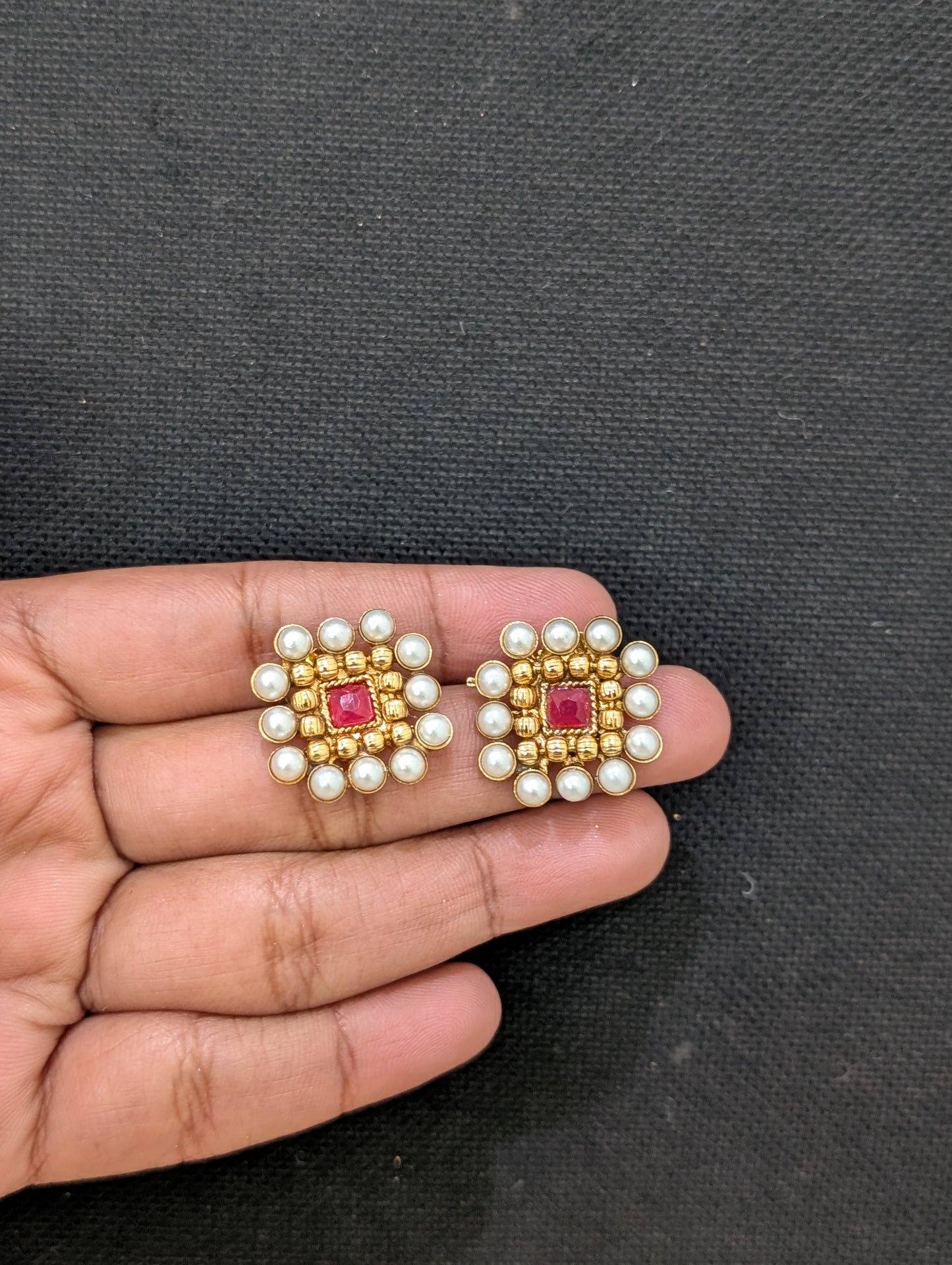Square design Polki Choker Necklace and Earrings set