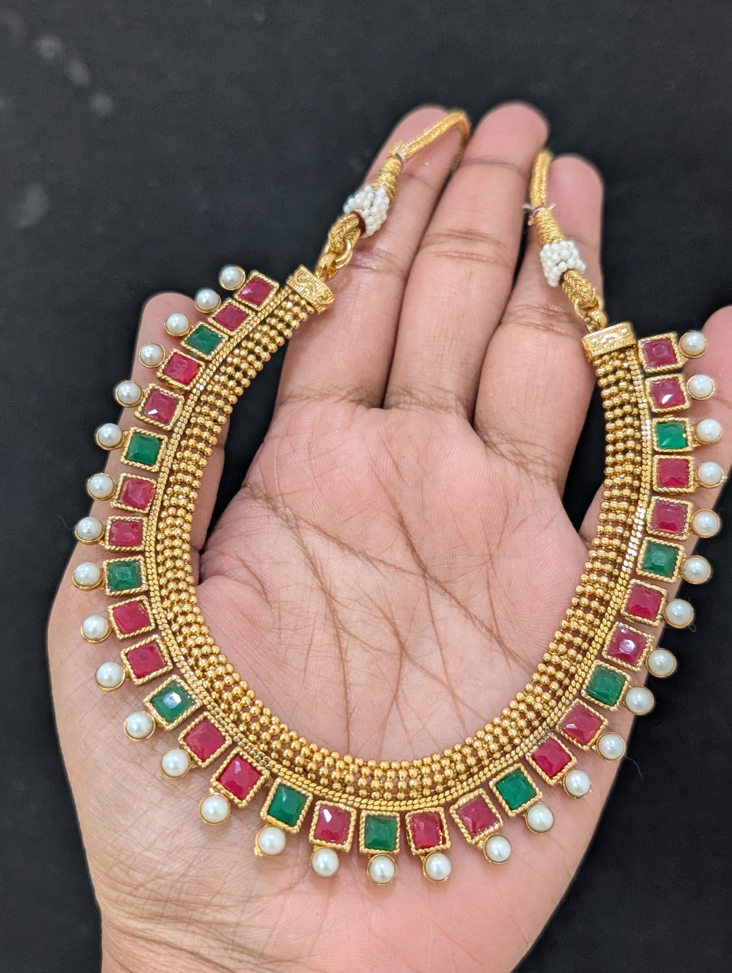 Square design Polki Choker Necklace and Earrings set