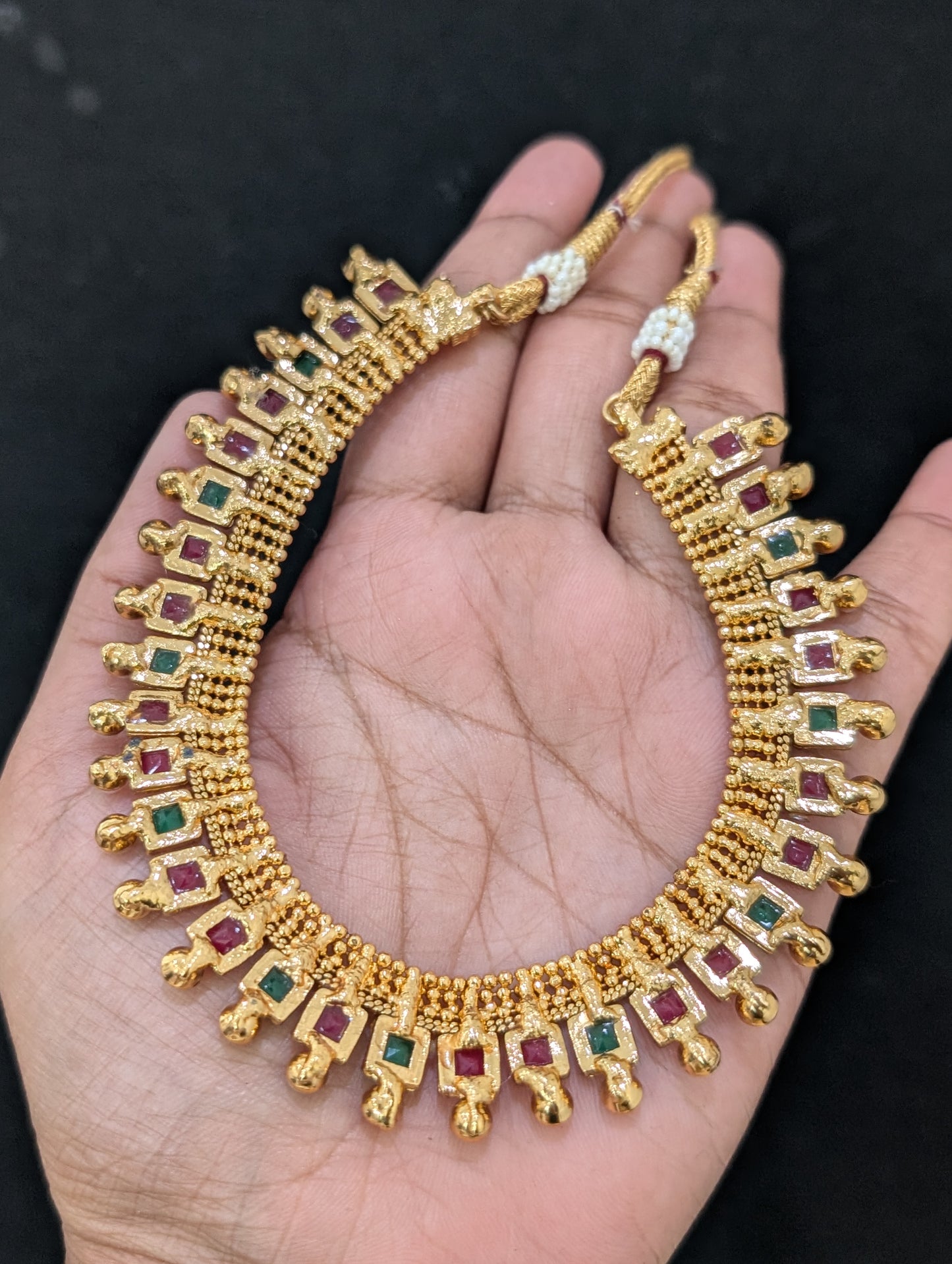 Square design Polki Choker Necklace and Earrings set