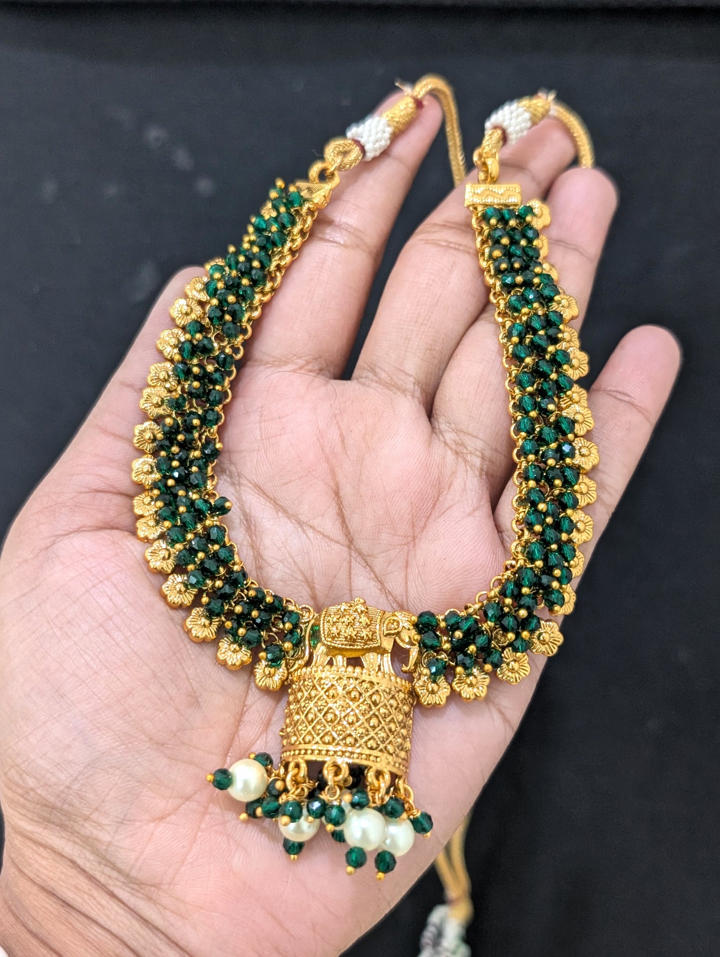 Elephant design beaded Choker Necklace and Earrings set