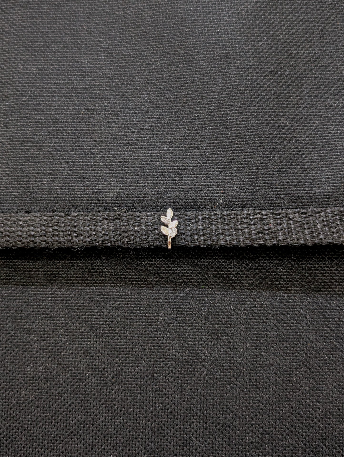 Tiny Leaf design Clip on Nose Pin - Platinum finish