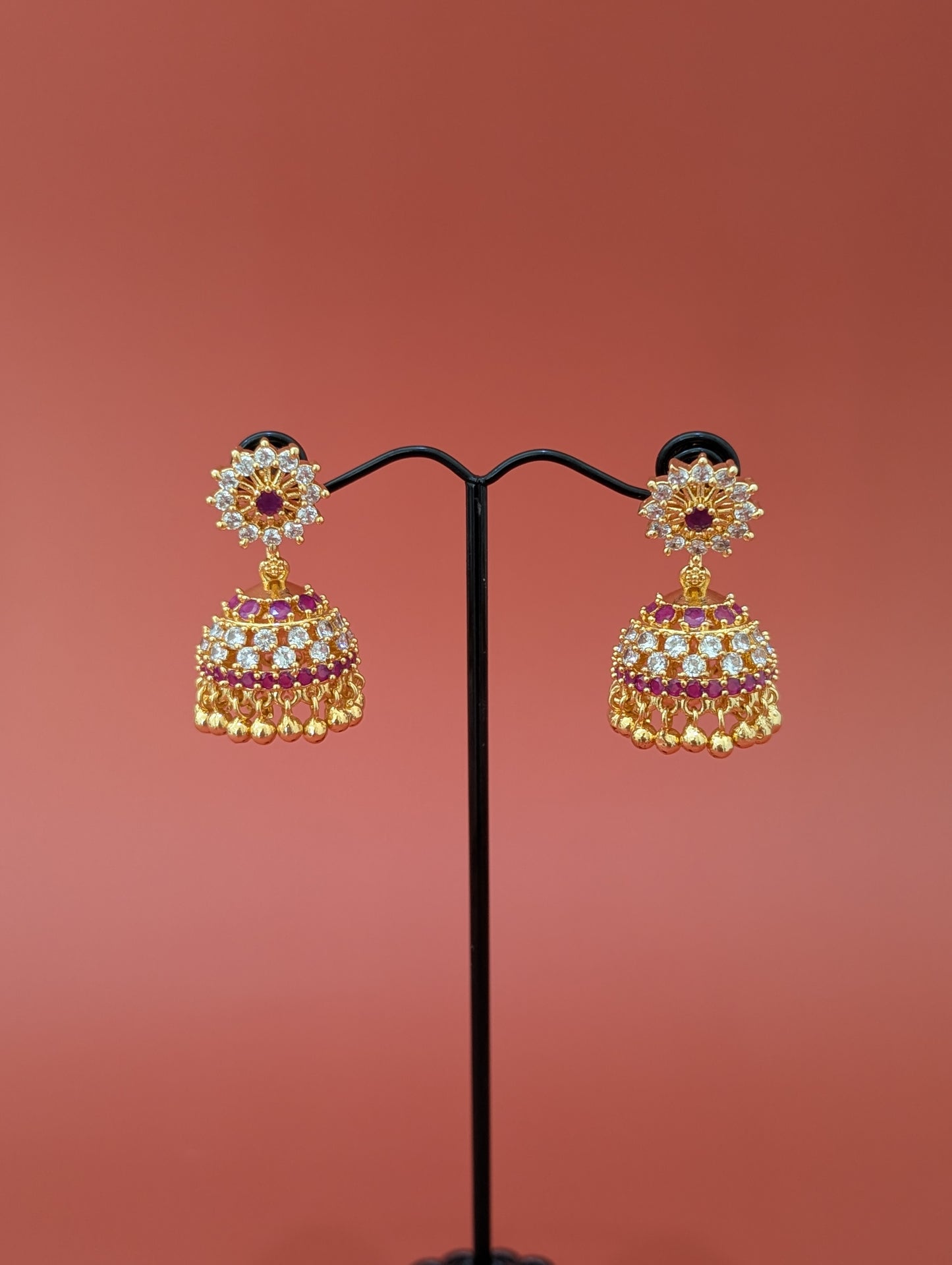 Micro gold plated Medium CZ Jhumka Earrings