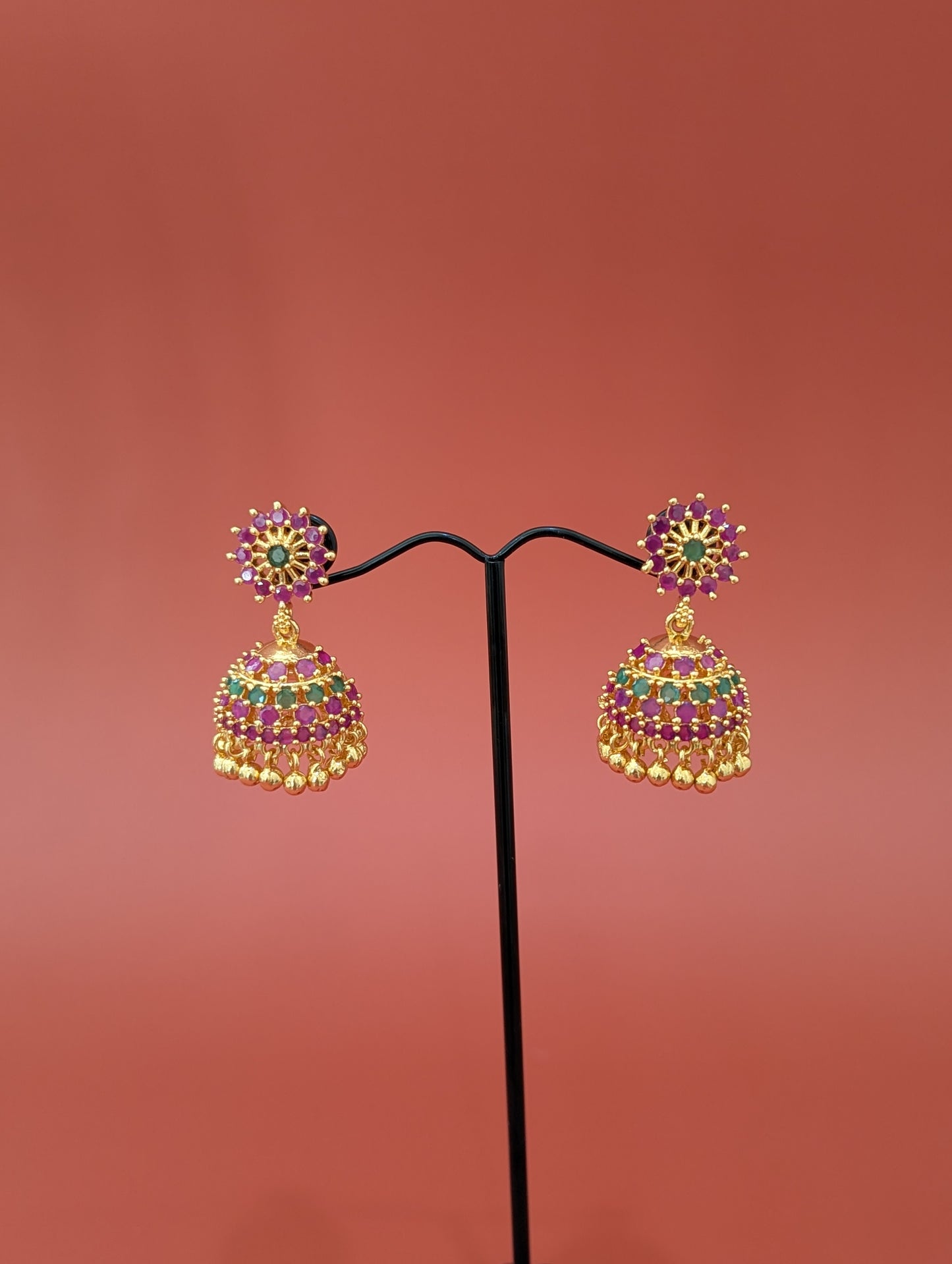 Micro gold plated Medium CZ Jhumka Earrings