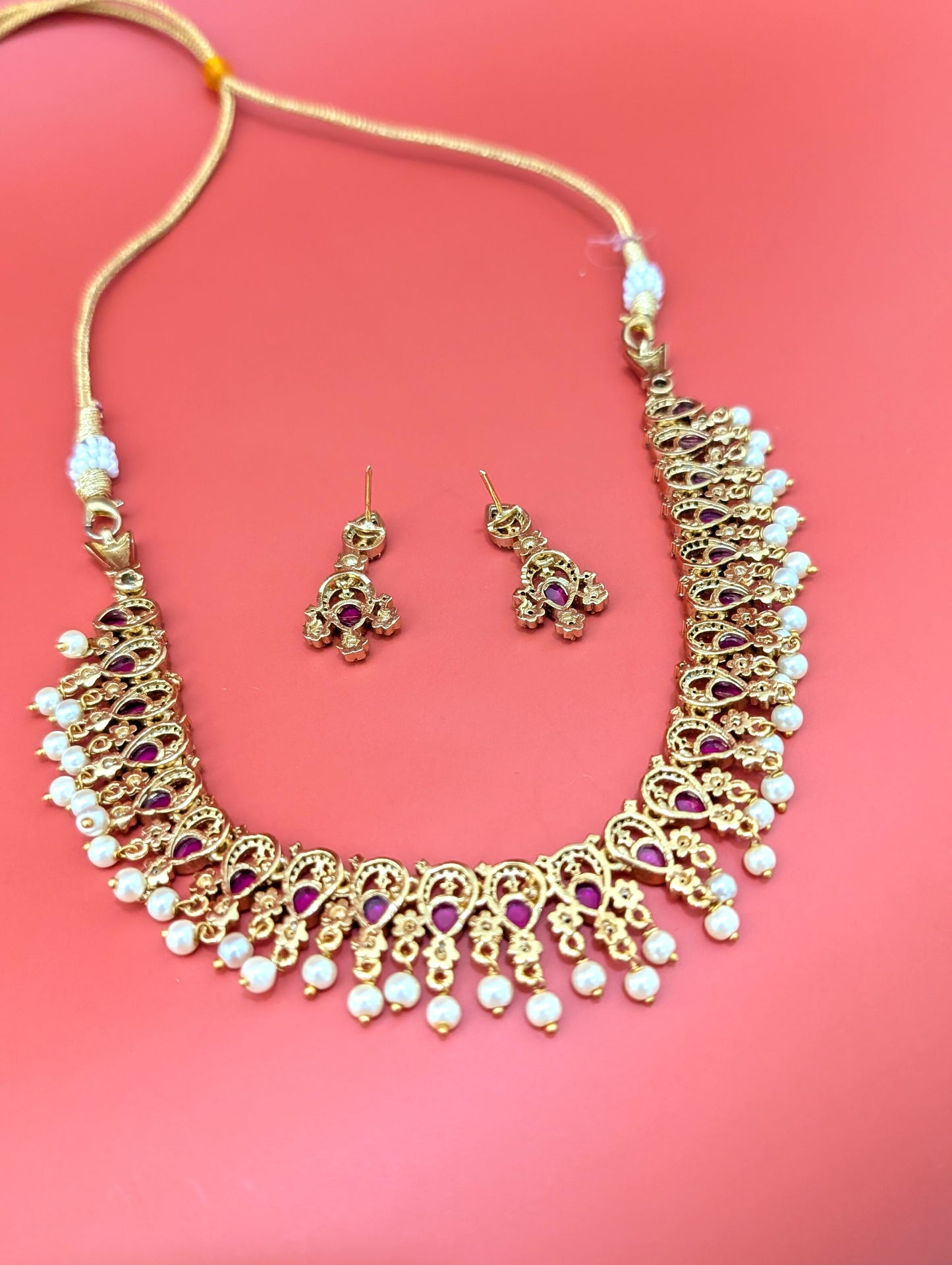 Teardrop Antique Choker Necklace Earrings Set