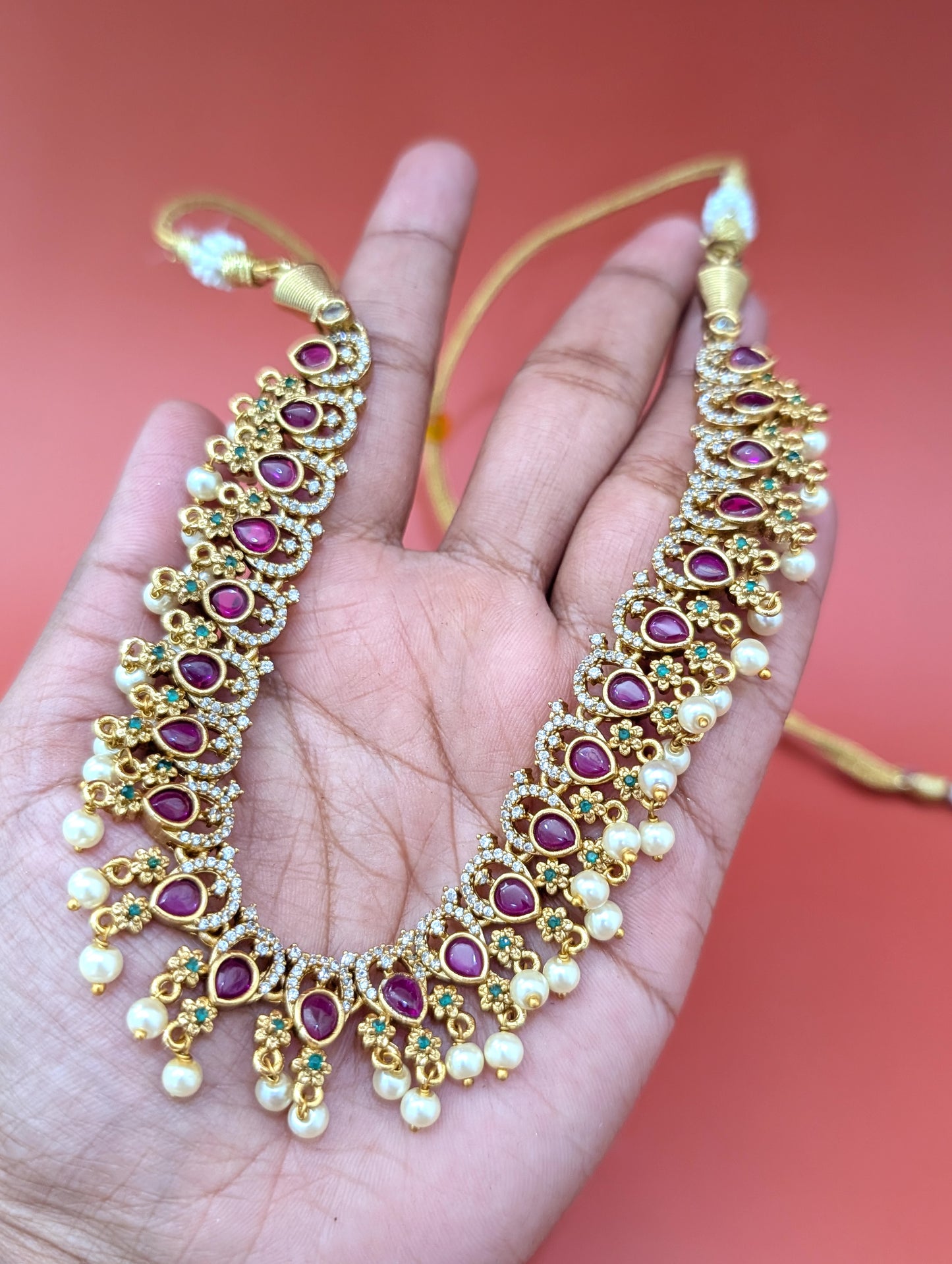 Teardrop Antique Choker Necklace Earrings Set