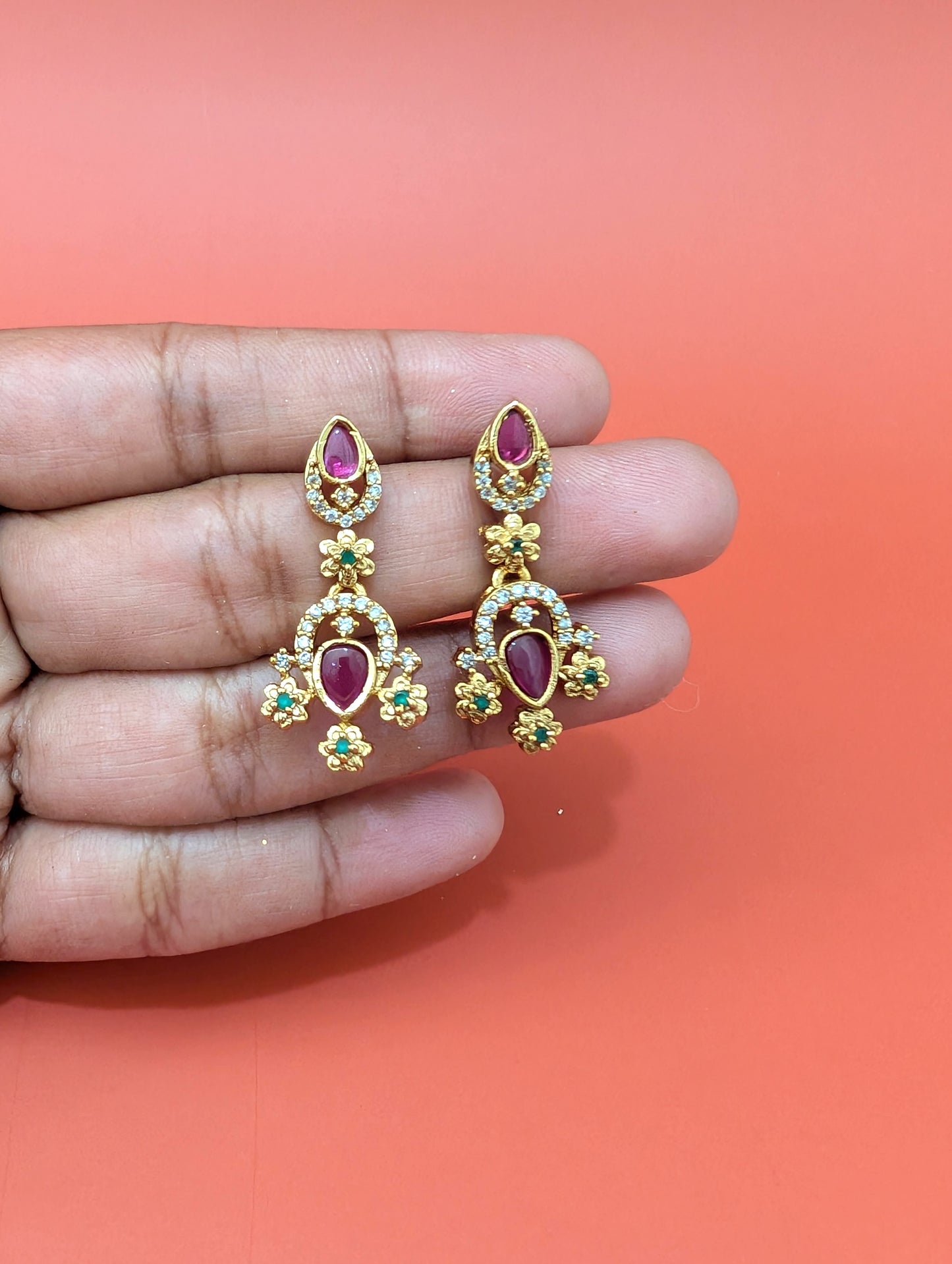 Teardrop Antique Choker Necklace Earrings Set