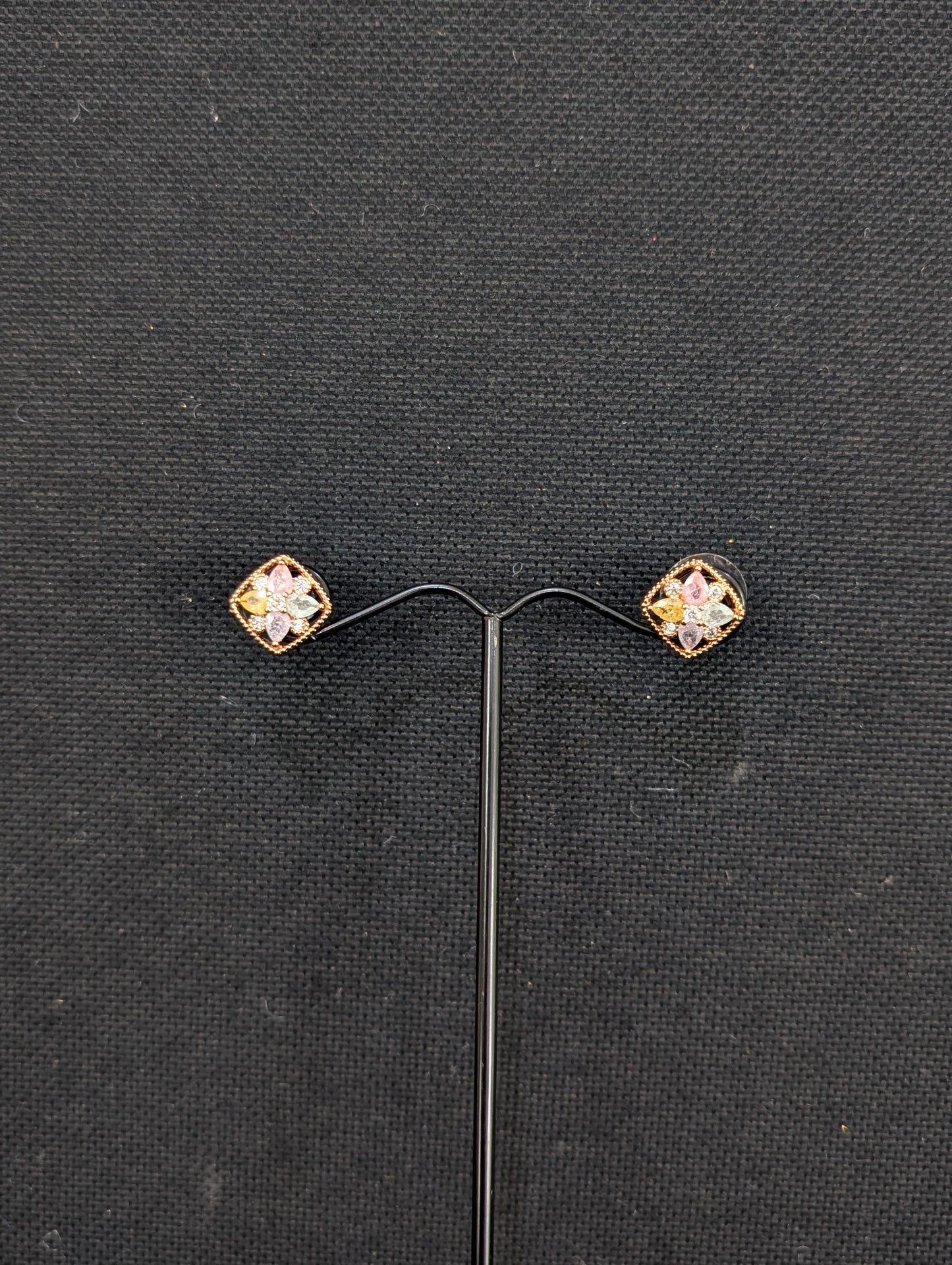 Diamond shape CZ Small Stud earrings