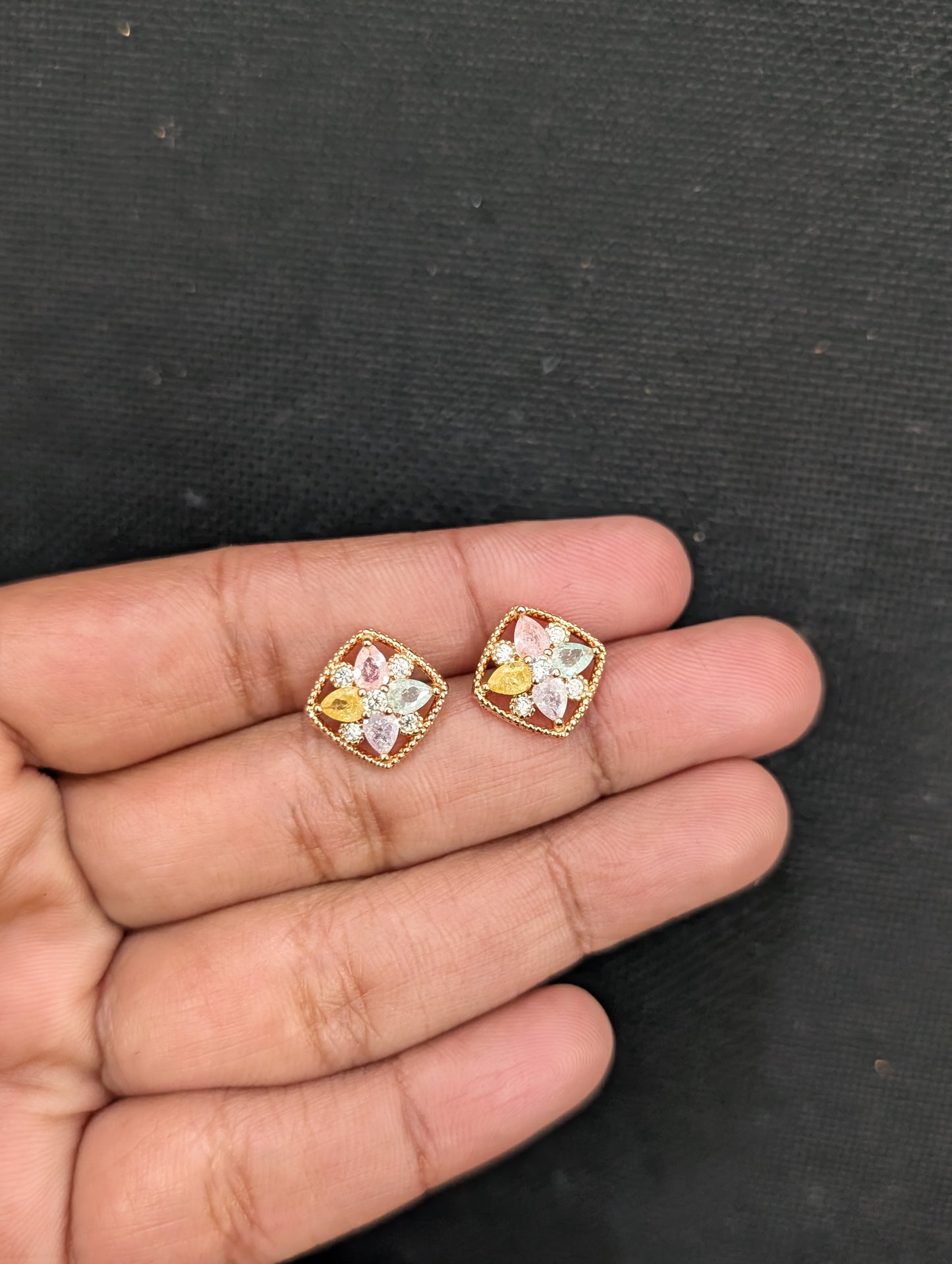 Diamond shape CZ Small Stud earrings