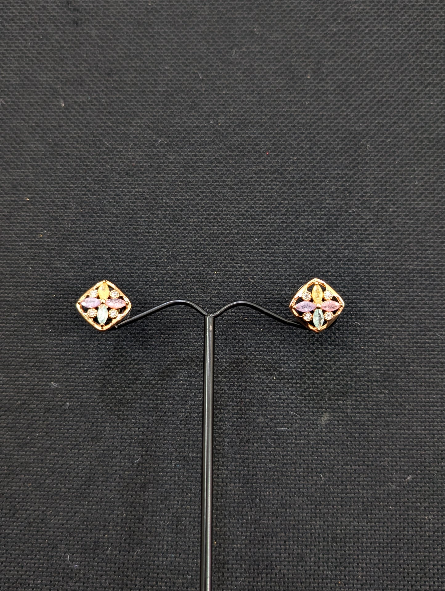 Diamond shape CZ Small Stud earrings