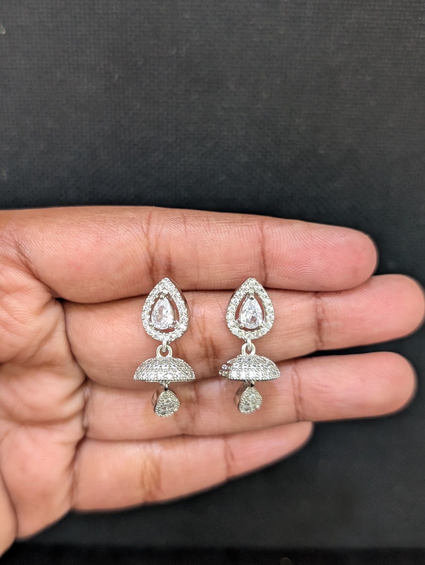 Small CZ Jhumka Earrings - D2
