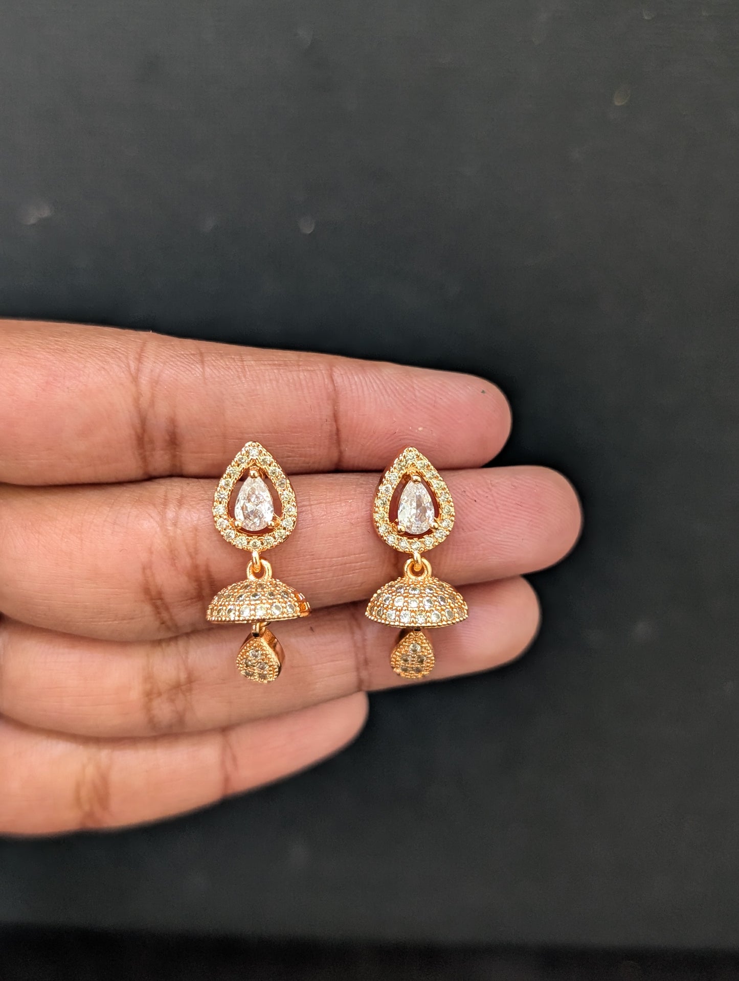 Small CZ Jhumka Earrings - D2