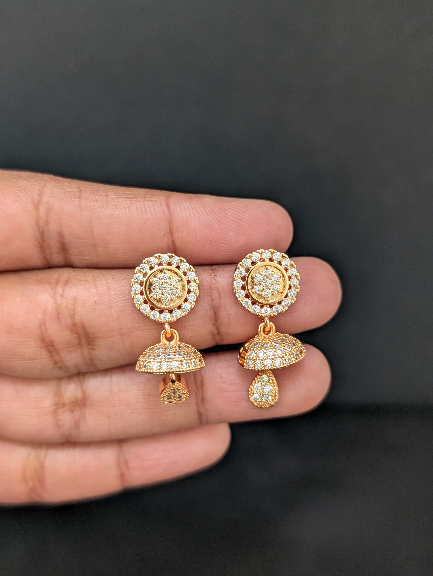 Small CZ Jhumka Earrings - D3