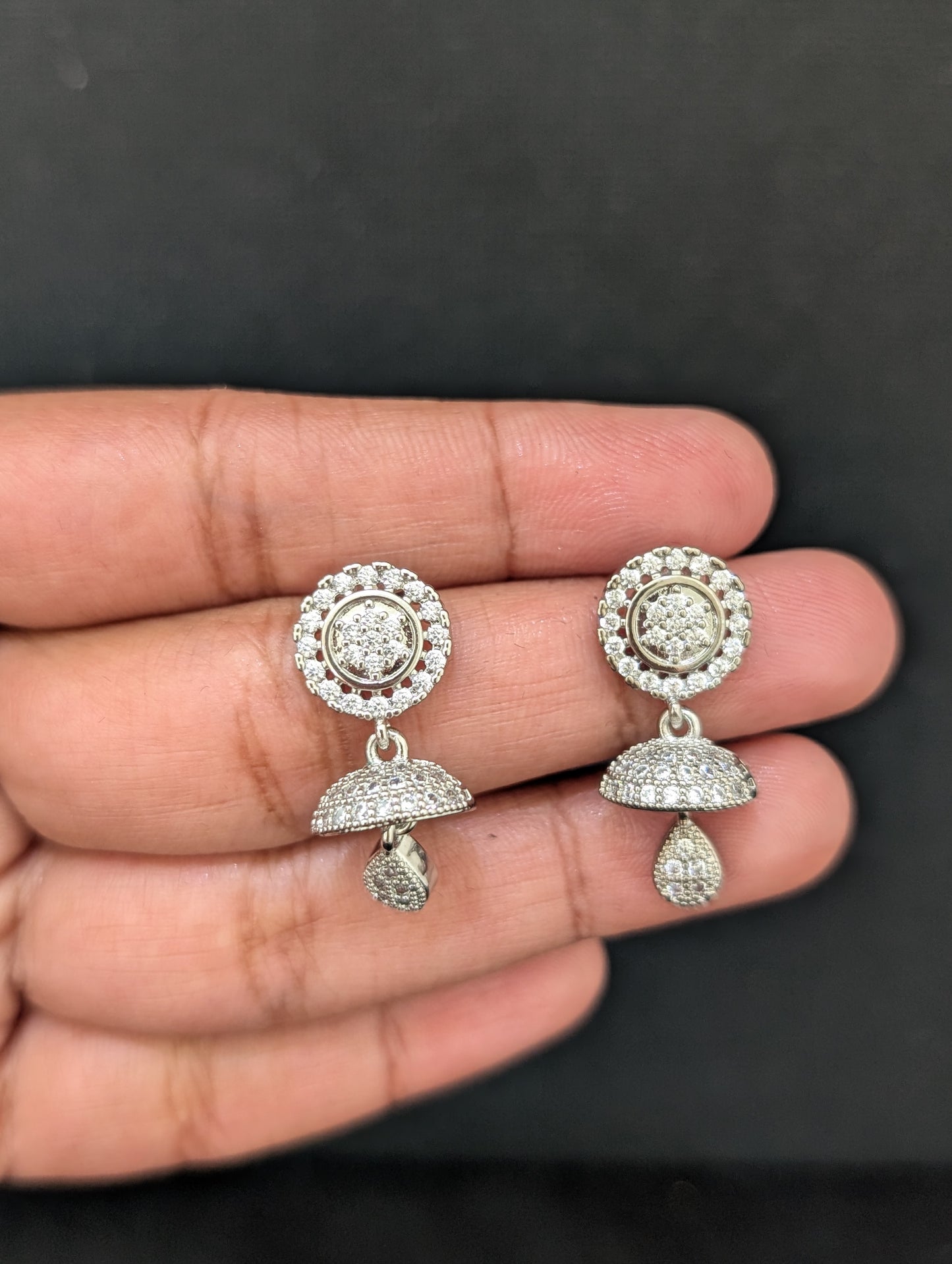 Small CZ Jhumka Earrings - D3