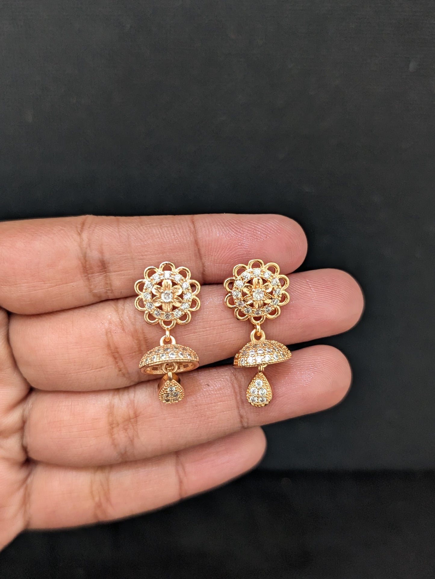 Small CZ Jhumka Earrings - D4