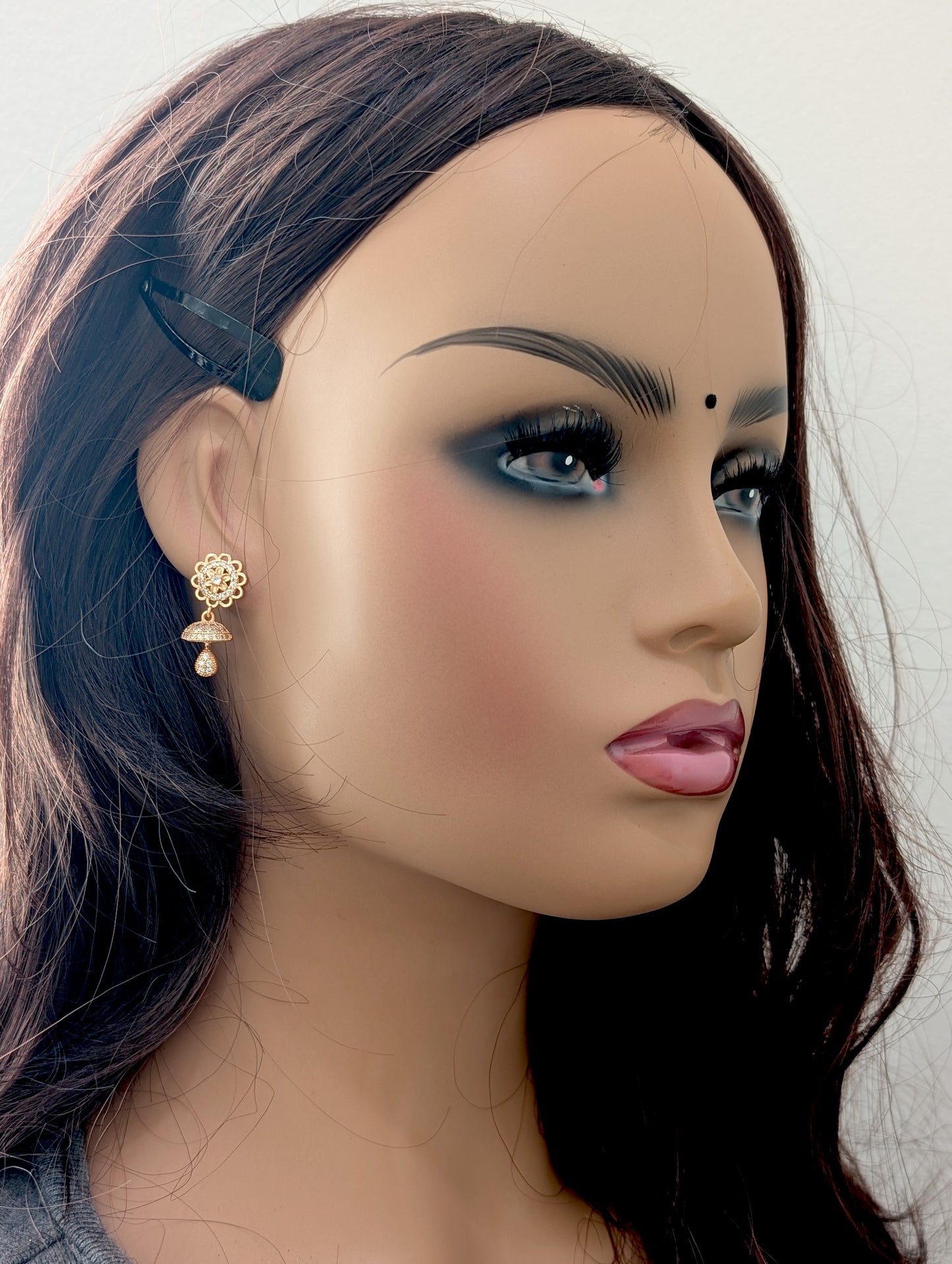Small CZ Jhumka Earrings - D4