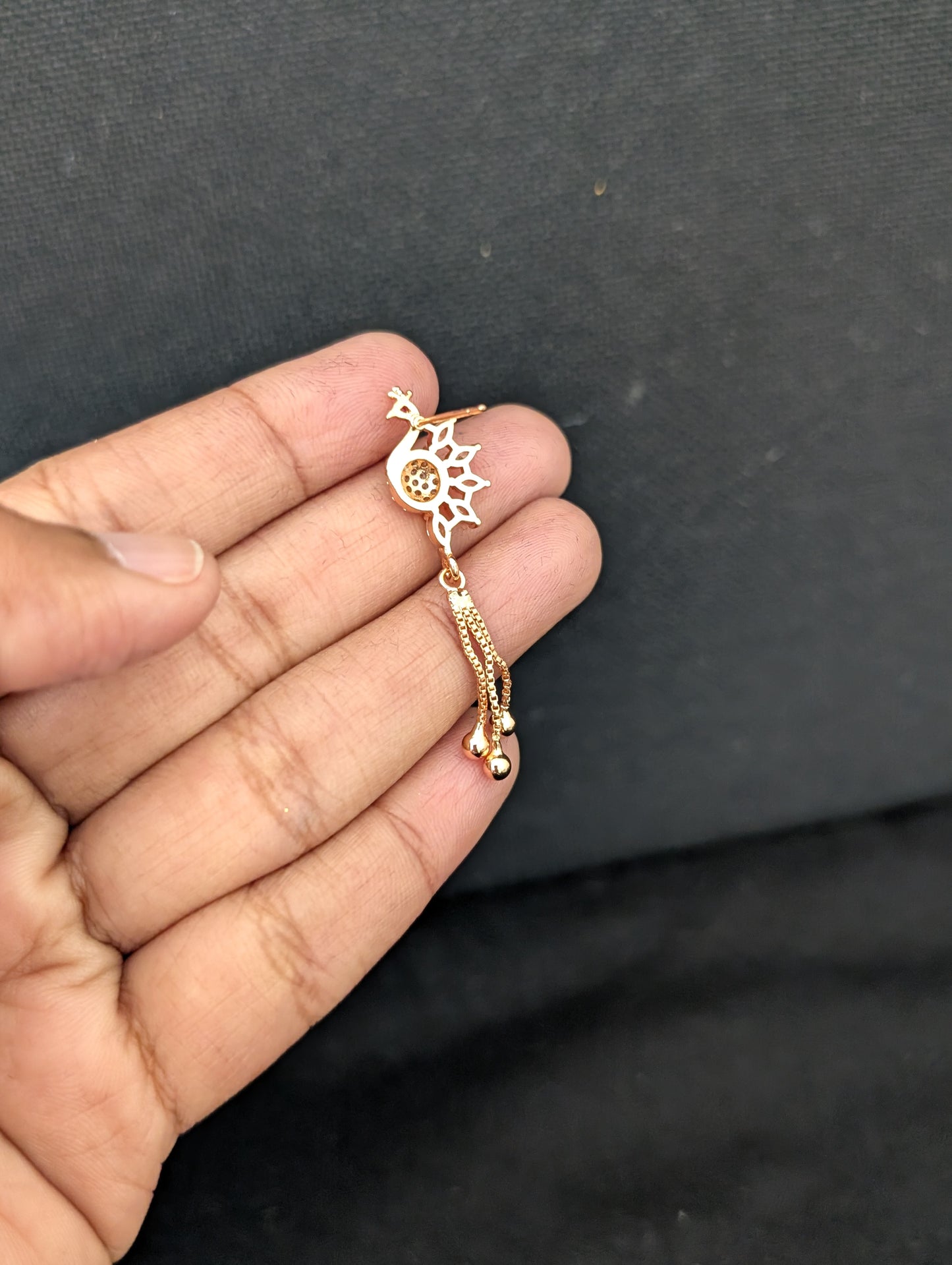 Peacock design rose gold plated CZ Tassel Earrings
