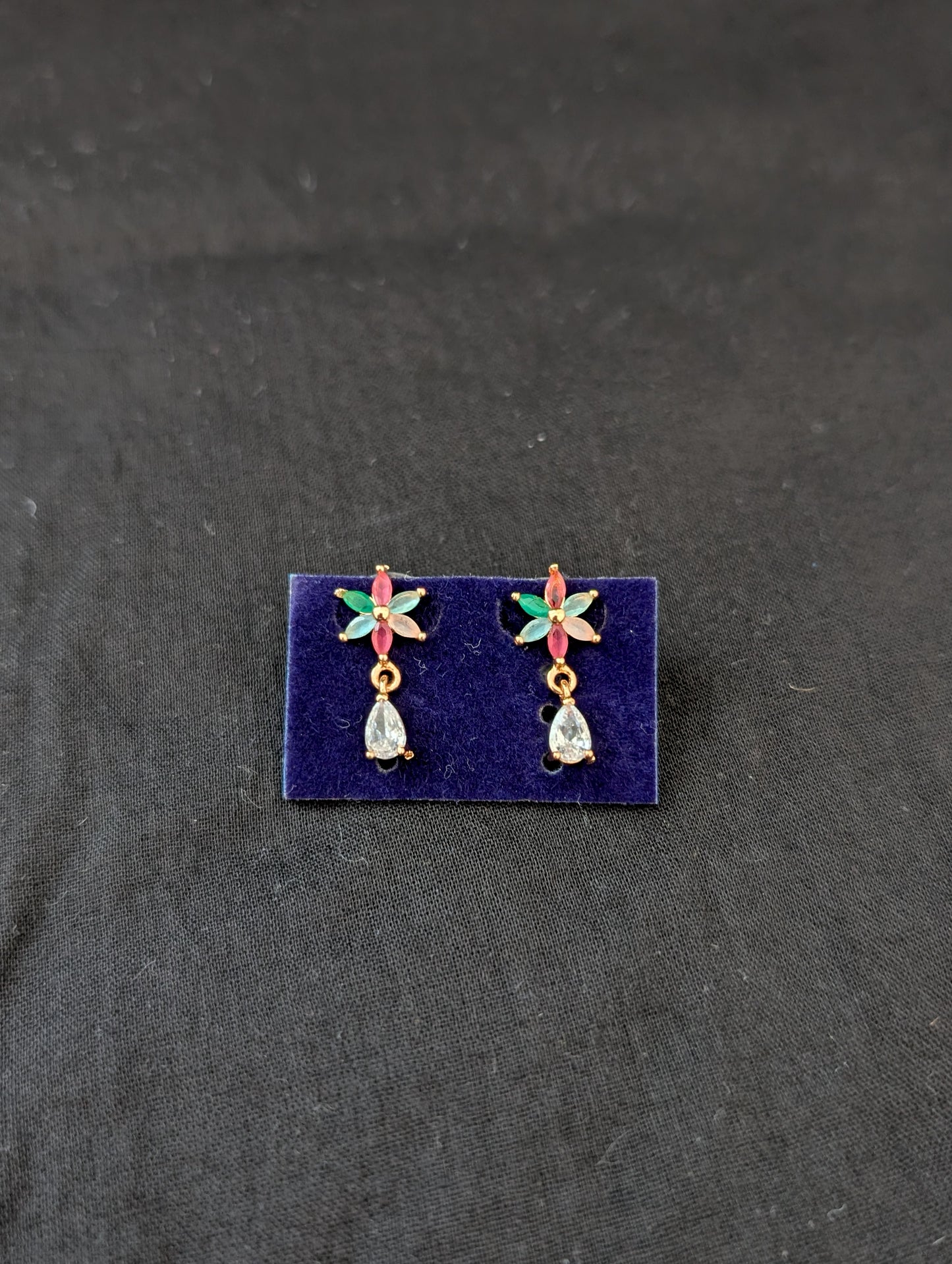 Light Rose gold CZ Flower Stud earrings