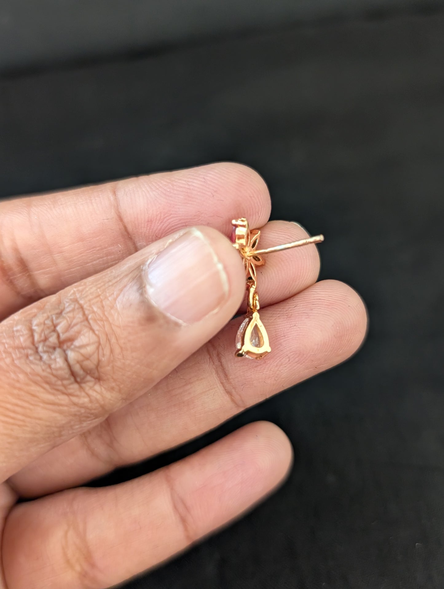 Light Rose gold CZ Flower Stud earrings